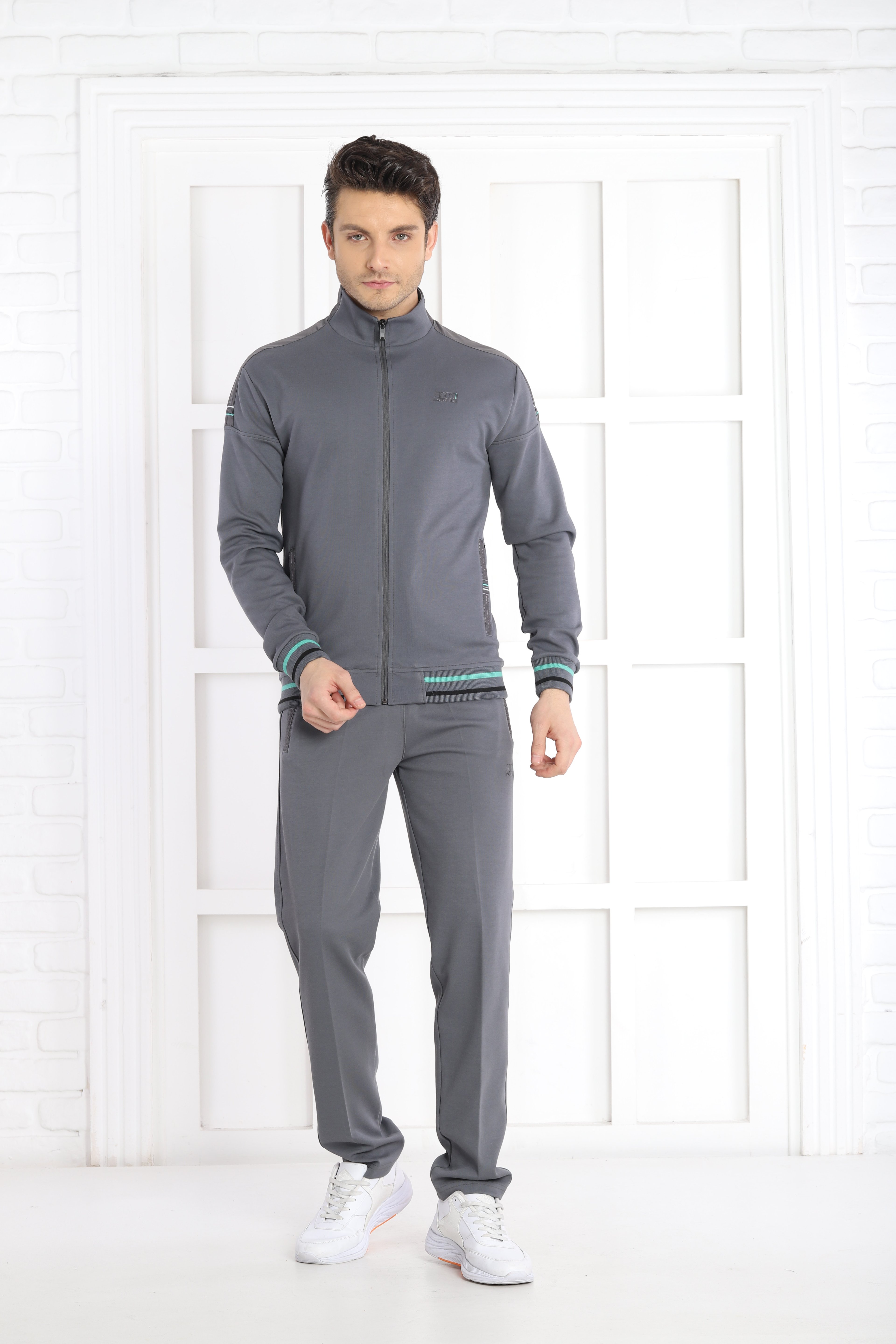 DOUBLE COTTON POLYESTER SUIT - DARK GREY