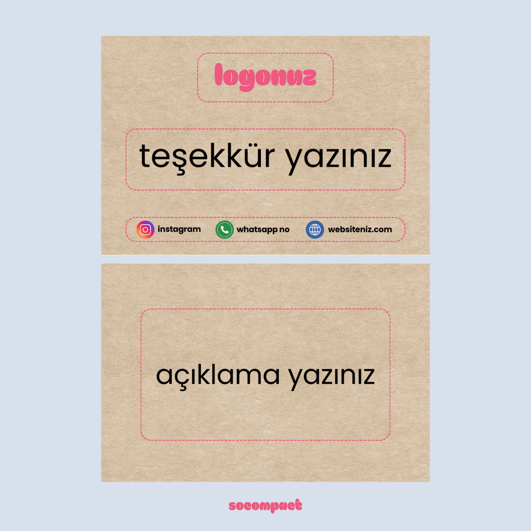 Markanıza Özel Kraft Teşekkür Kartı 1 - so#kraft