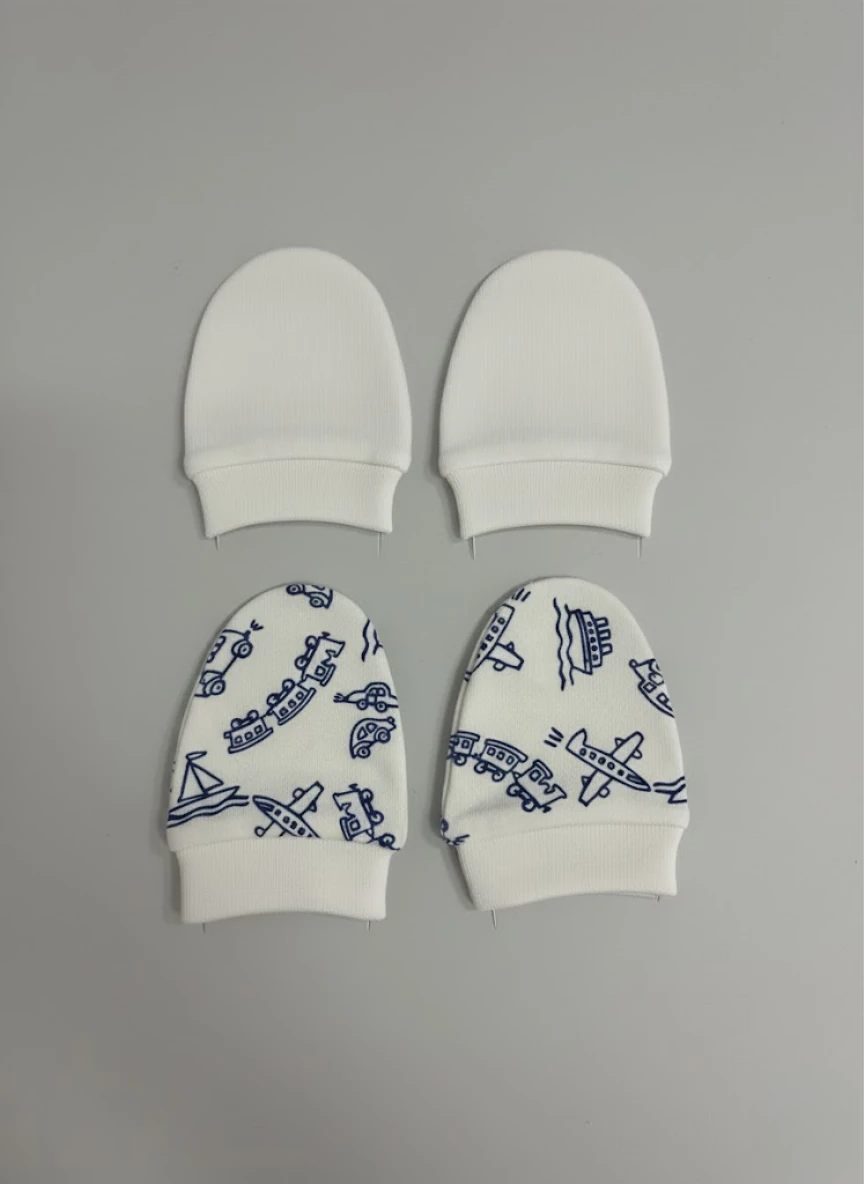 %100 Pamuk 2'li Eldiven Seti - Mavi Araçlar