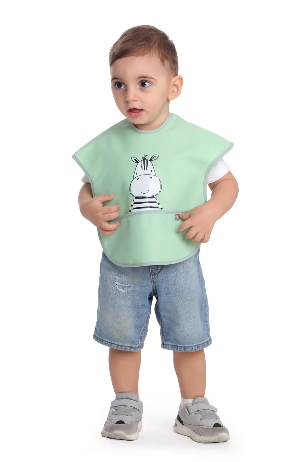 Yarım Kollu Mama Önlüğü - Zebra Desenli | Sıvı Geçirmez ve Kolay