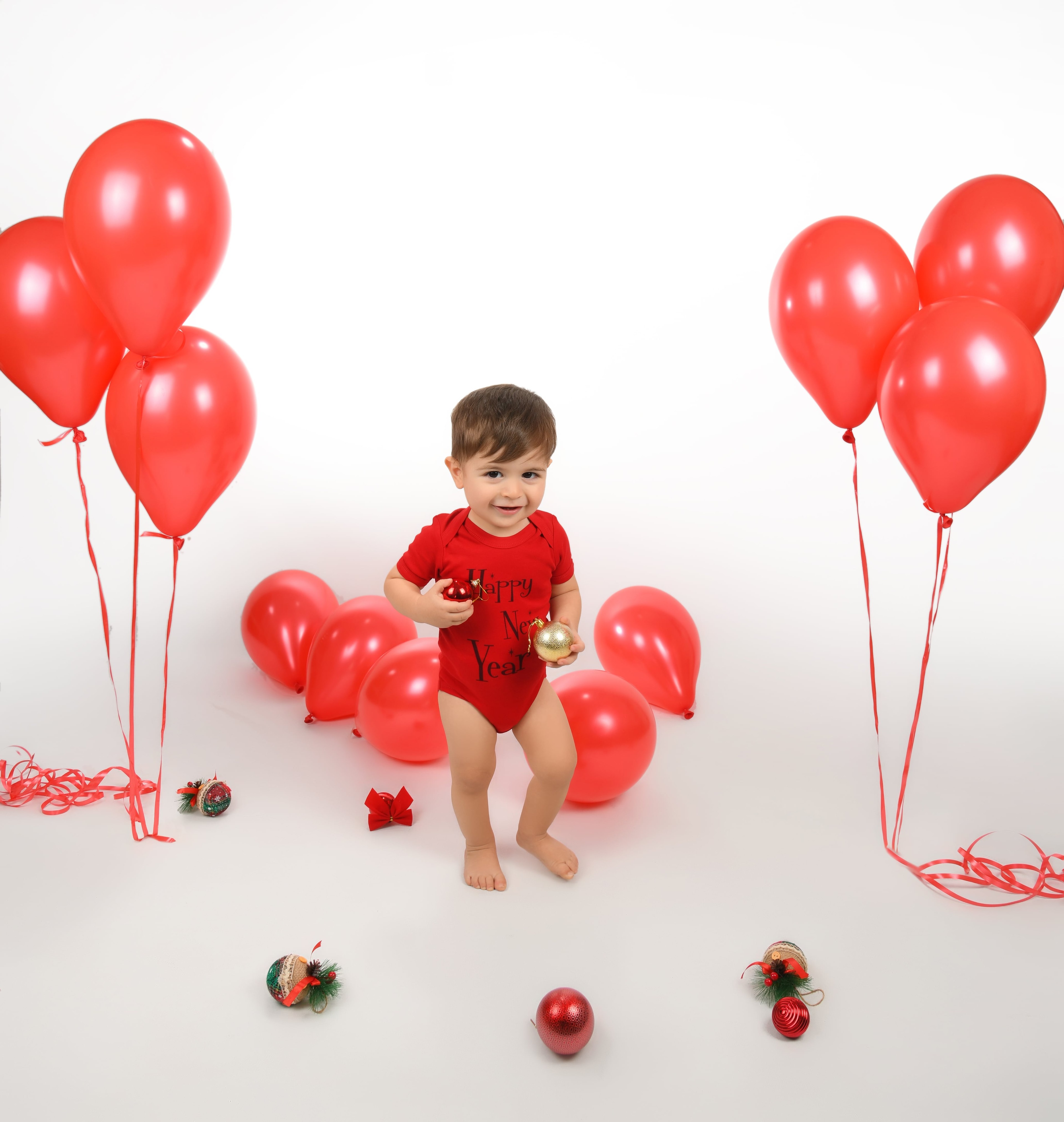 % 100 Pamuk Bebek Body Happy New Year Desen