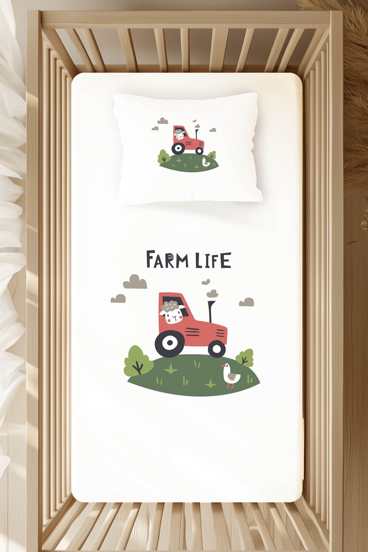 %100 Pamuk Saten Baskılı Park Yatak Nevresim Takımı 70x120 cm - MSD112