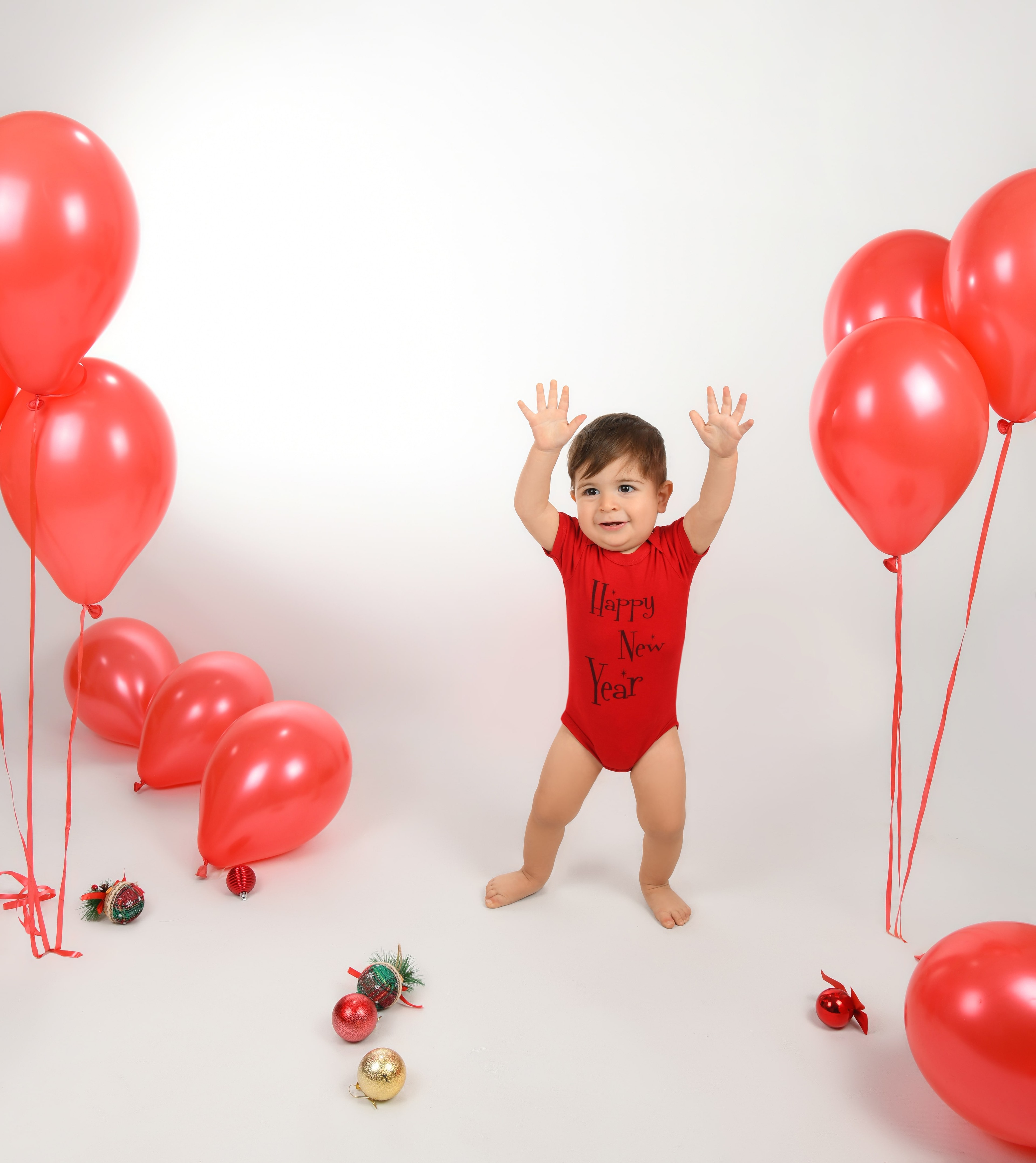 % 100 Pamuk Bebek Body Happy New Year Desen