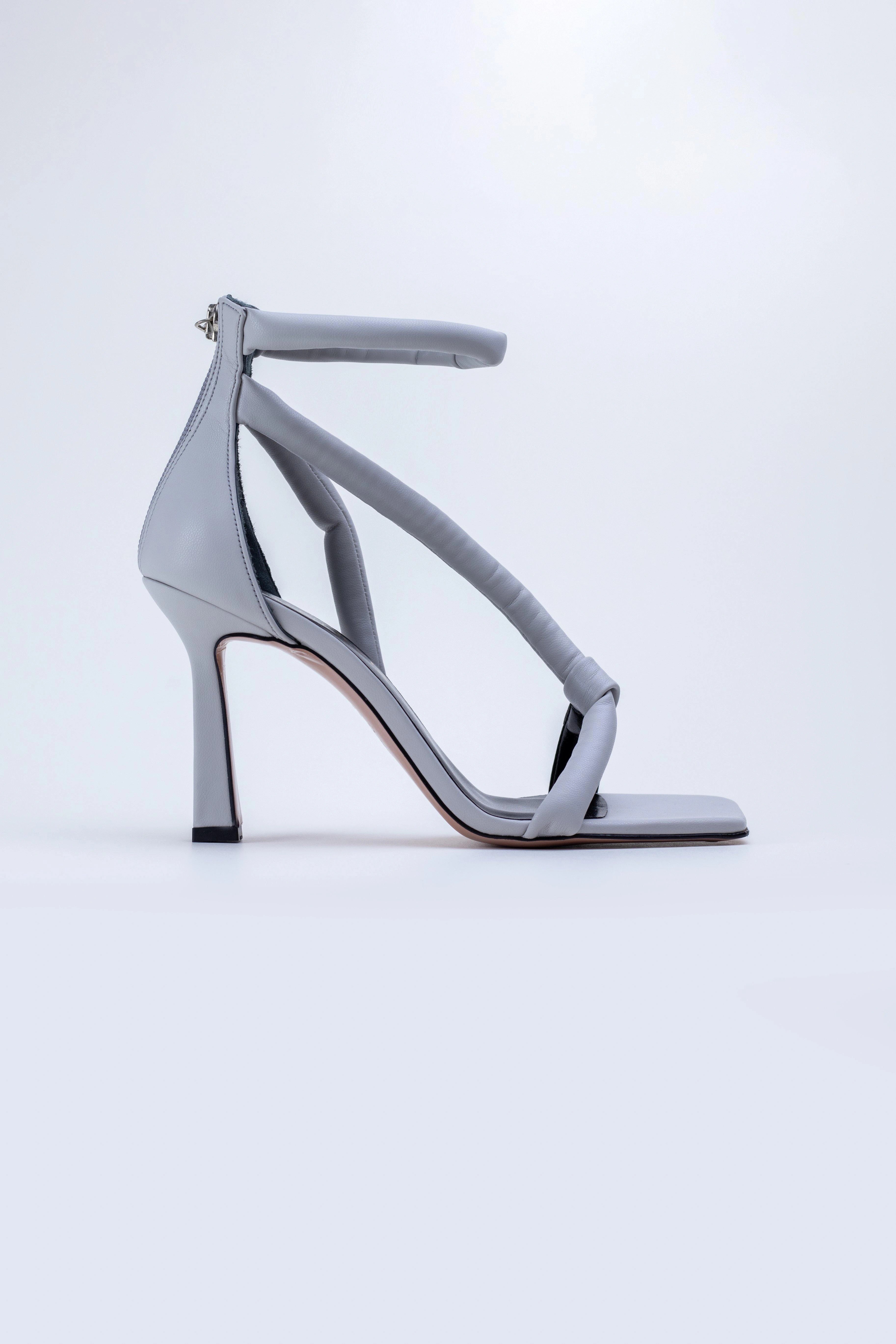 Gray Square Toe Pipe Detailed Sandals