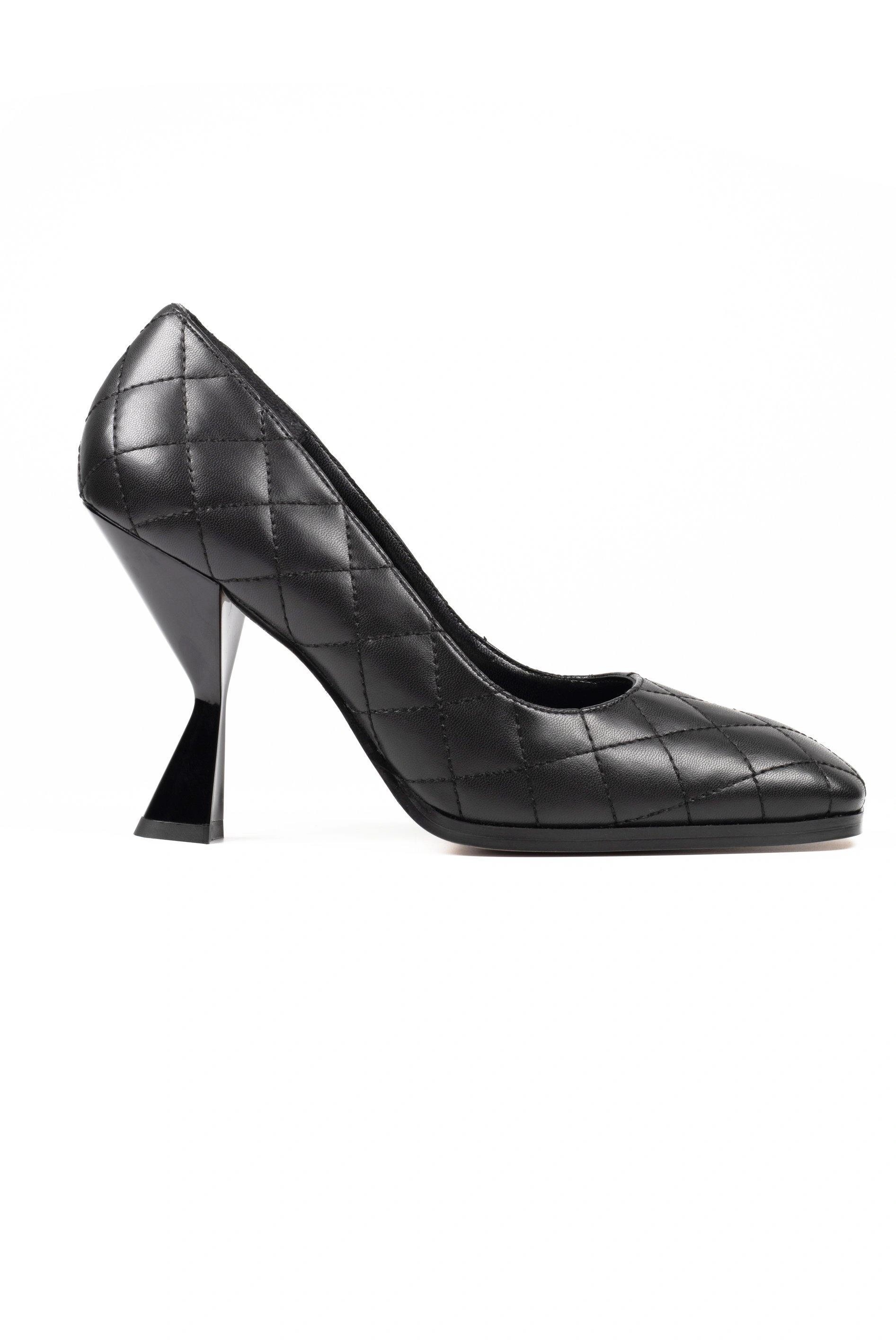 Black Quilted High-Heeled Stiletto