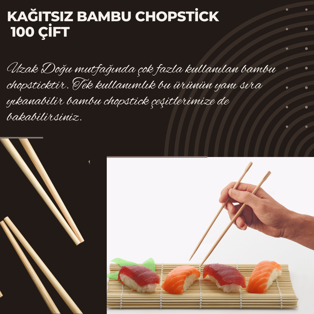 Kağıtsız Bambu Chopstick 24 Cm 100 Çift