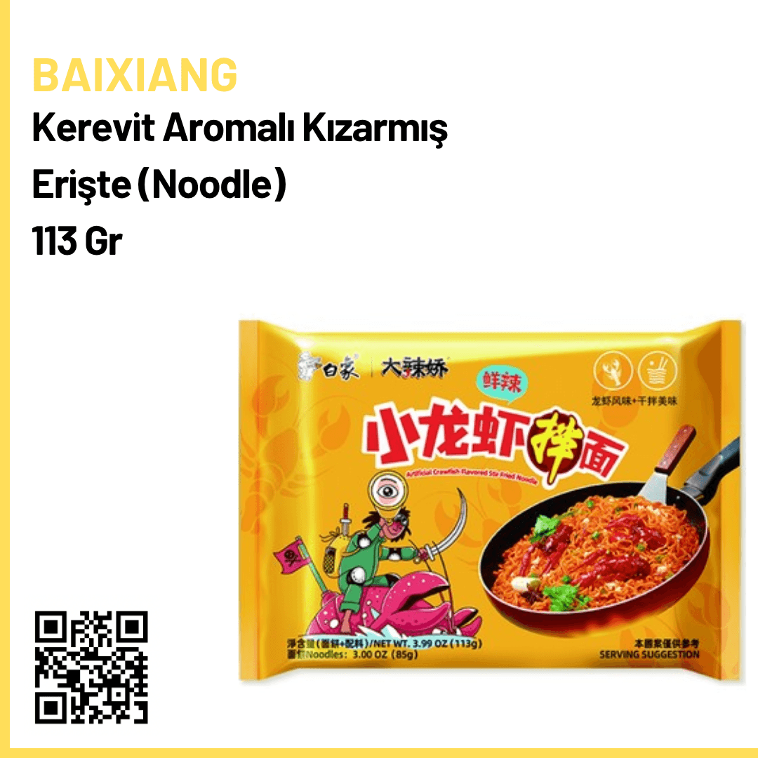 Baixiang Kerevit Aromalı Kızarmış Erişte (Noodle) 113 Gr