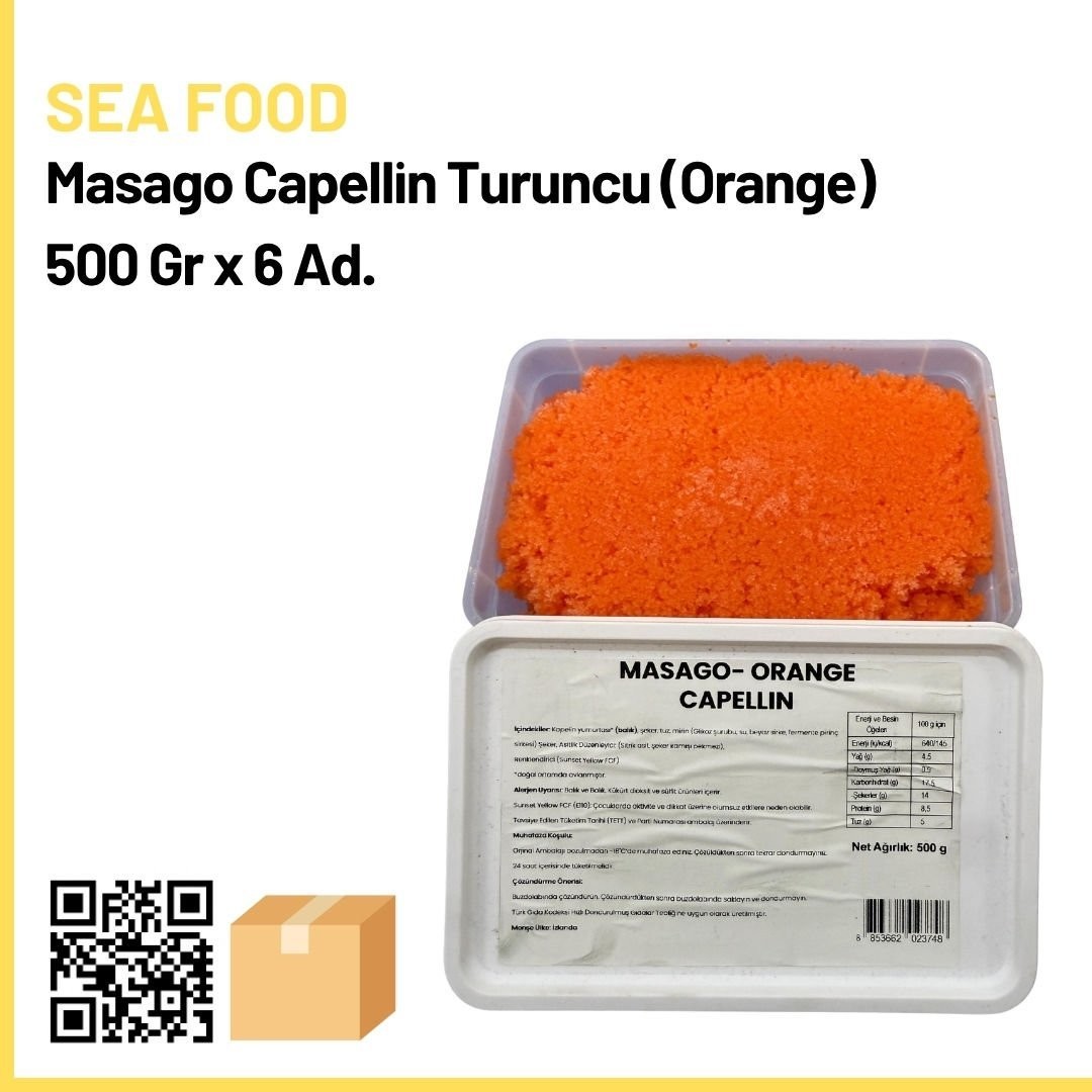 Sea Food Masago Cappelin Turuncu (Orange) 500 Gr x 6 (Ad: 1000₺)
