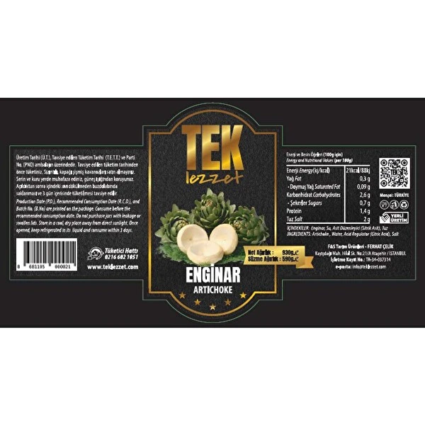 Tek Lezzet Çanak Enginar 600 Gr
