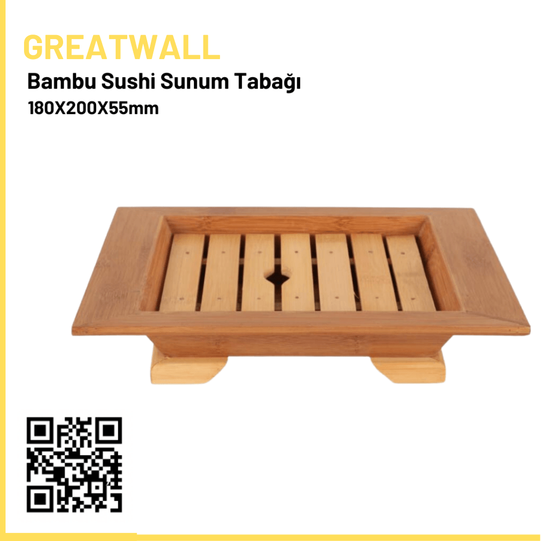 Bamboo Sushi Serving Plate 18x20x5.5 cm