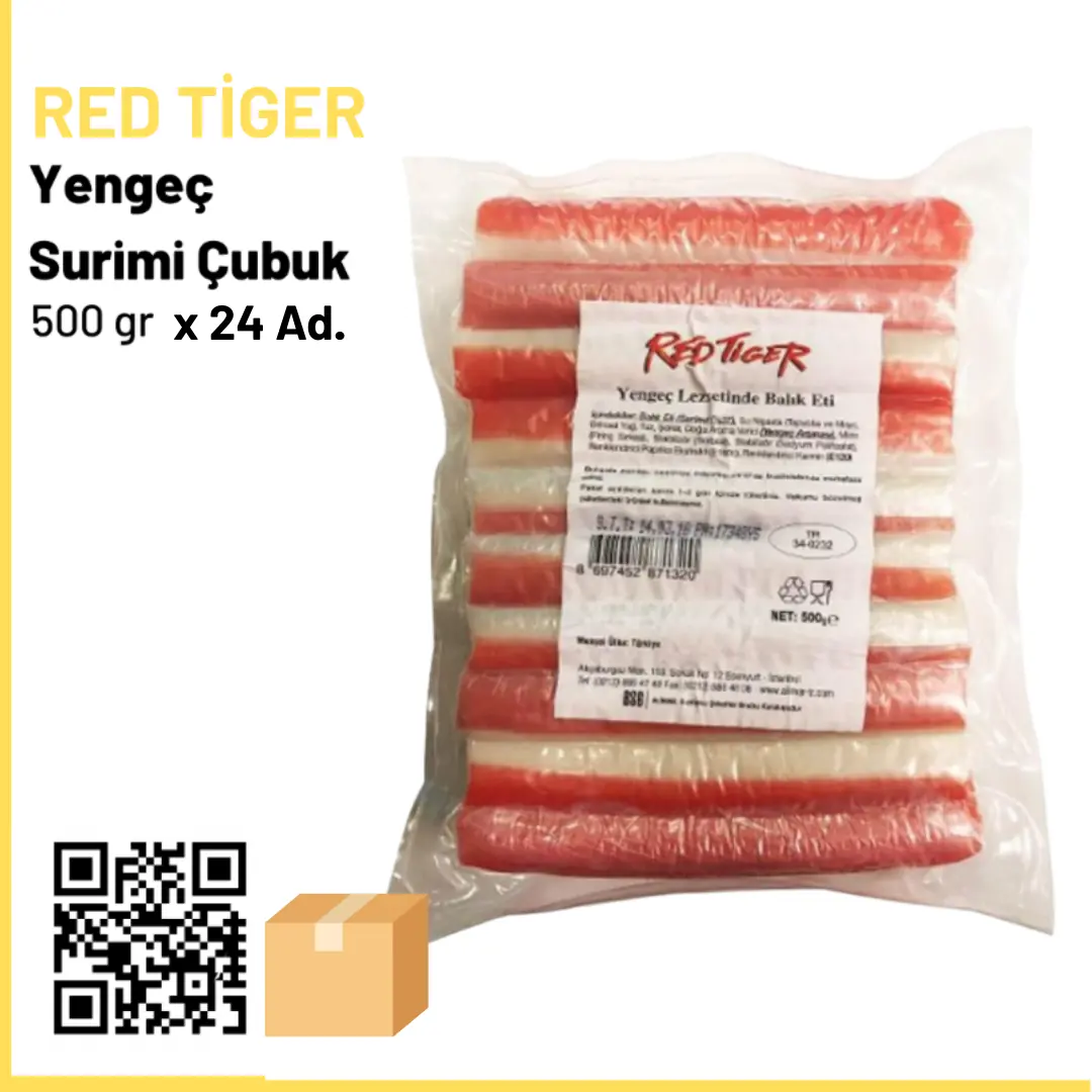 Red Tiger Crab Surimi Rod 500 gr x24 (Name: 275₺)