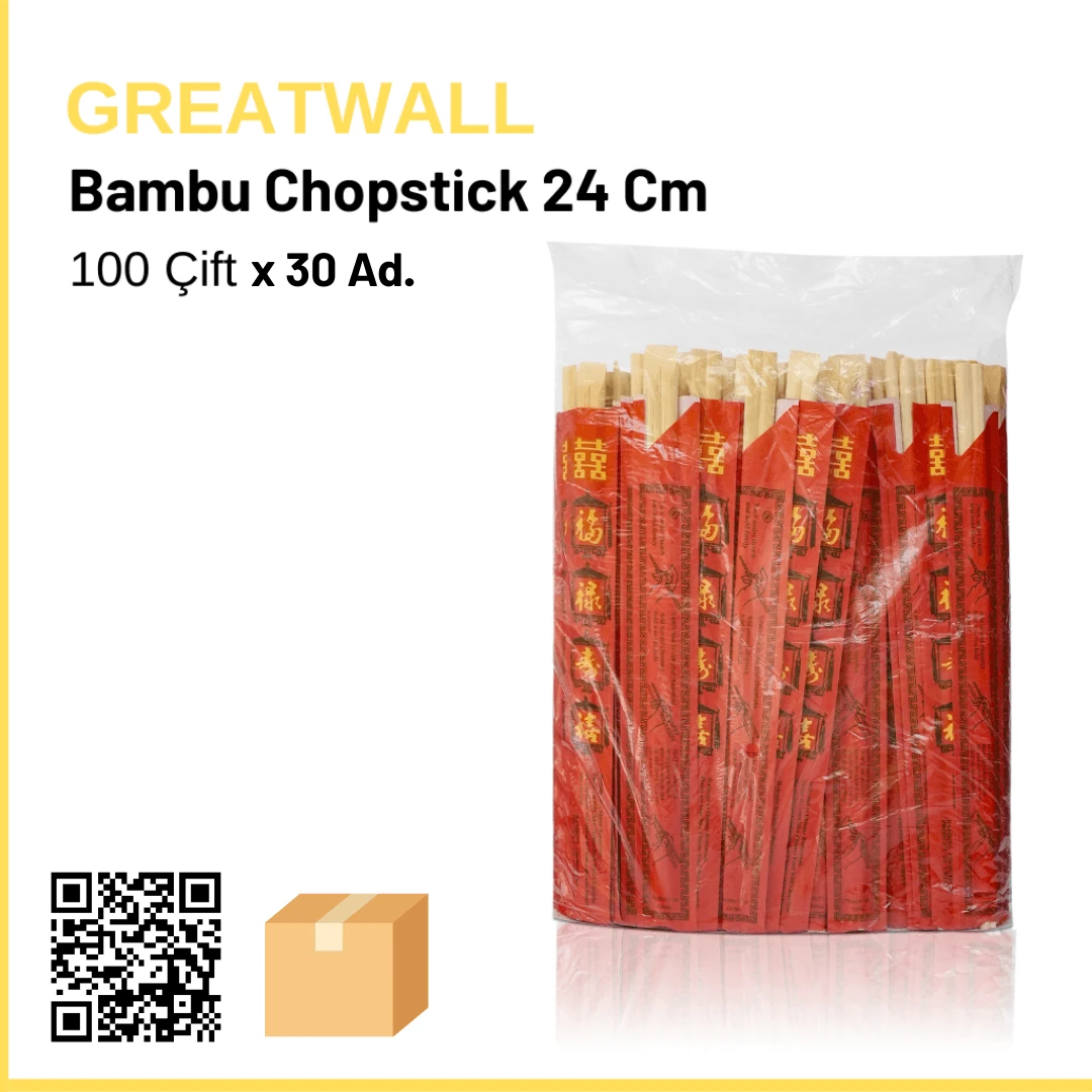 Greatwall Bambu Chopstick 24 Cm Kağıtlı 100 Çift x 30 Pk. x 28 Koli