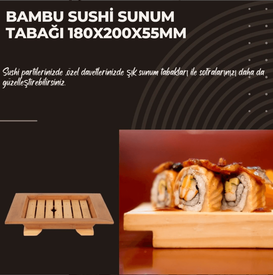 Bamboo Sushi Serving Plate 18x20x5.5 cm