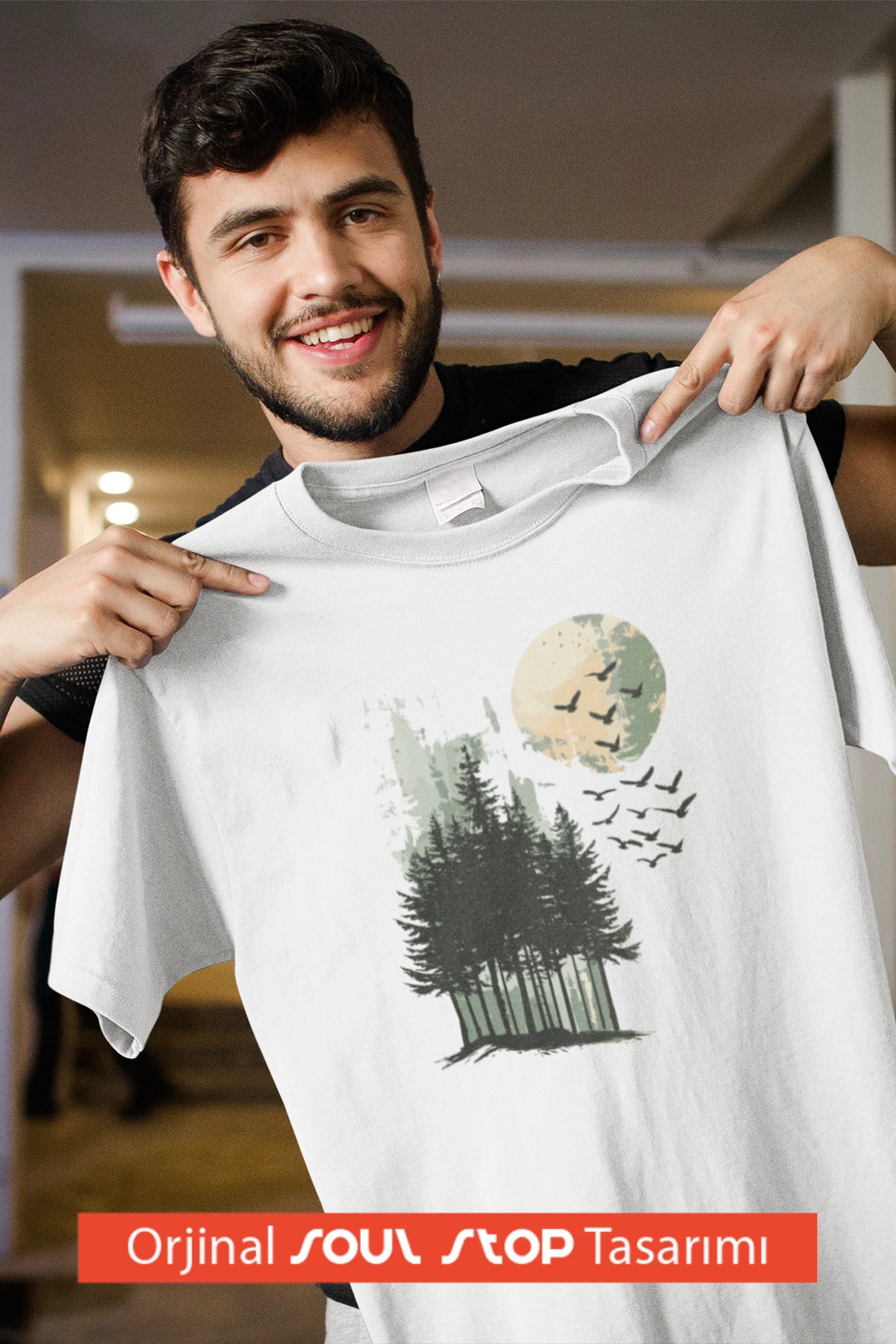  Moonlight Forest Unisex Erkek T-Shirt – Soul Stop Özgün Tasarımı