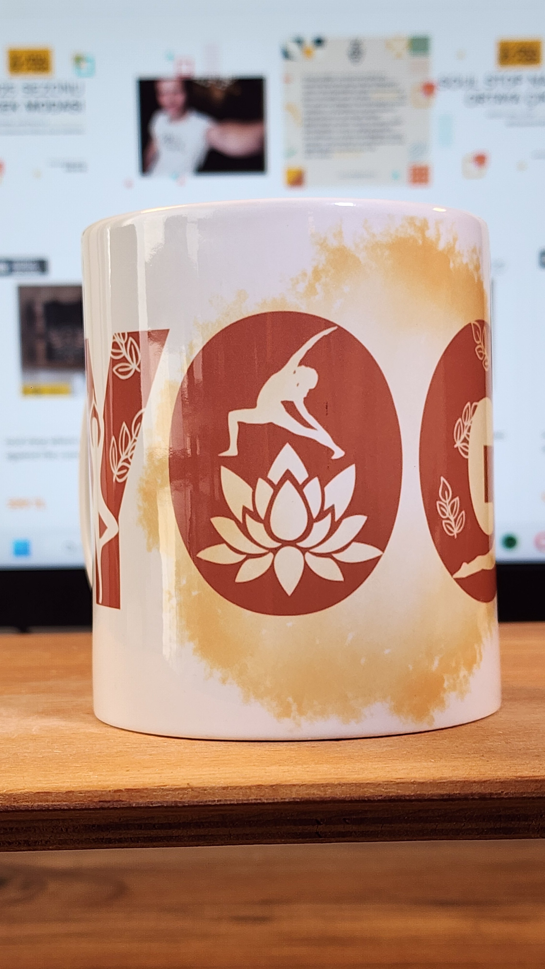  Yoga Figürlü Tipografik Kupa - Ücretsiz Kargo
