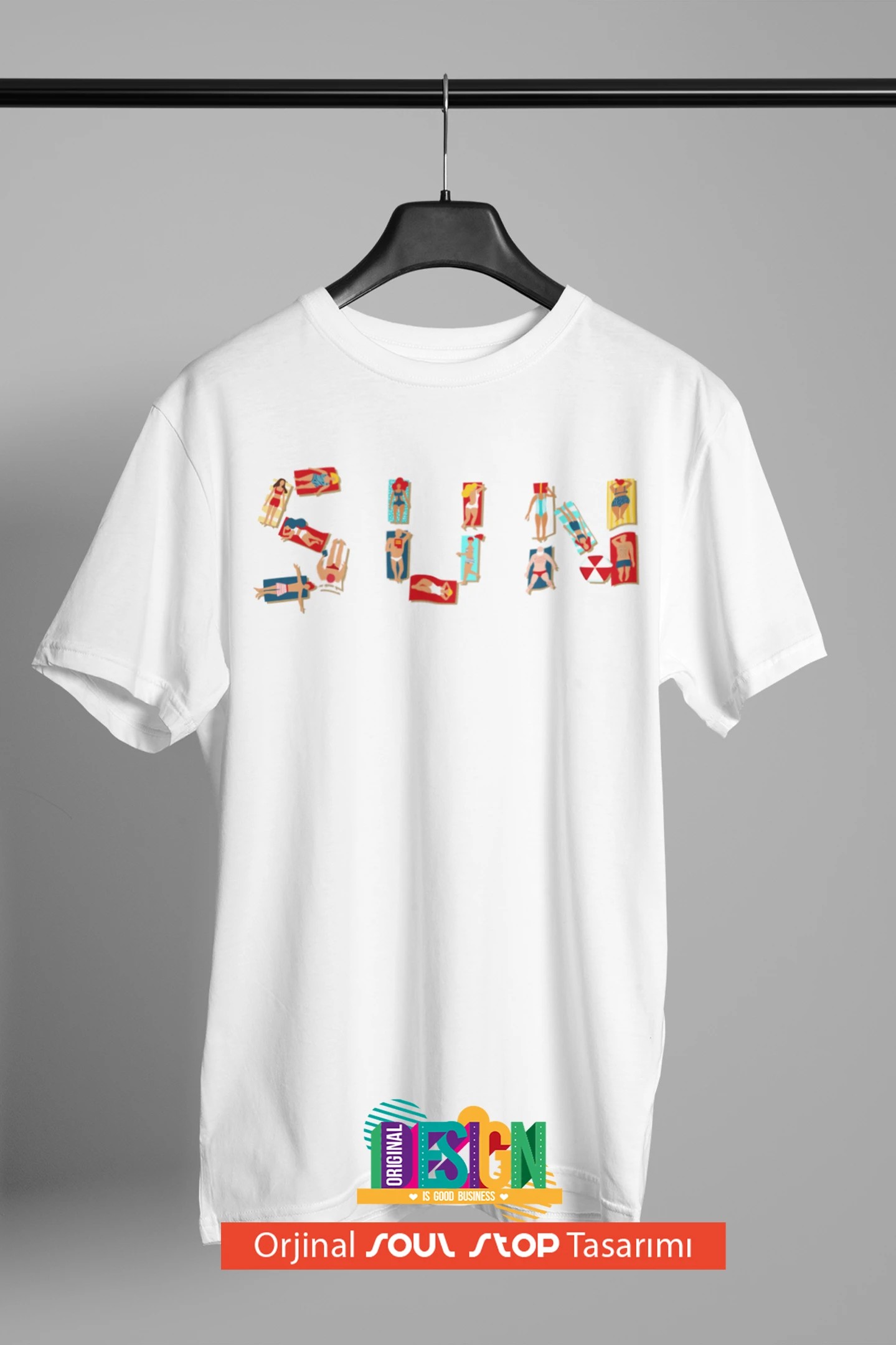 Beach Sun Letters Unisex Erkek T-Shirt – Soul Stop Özgün Tasarımı