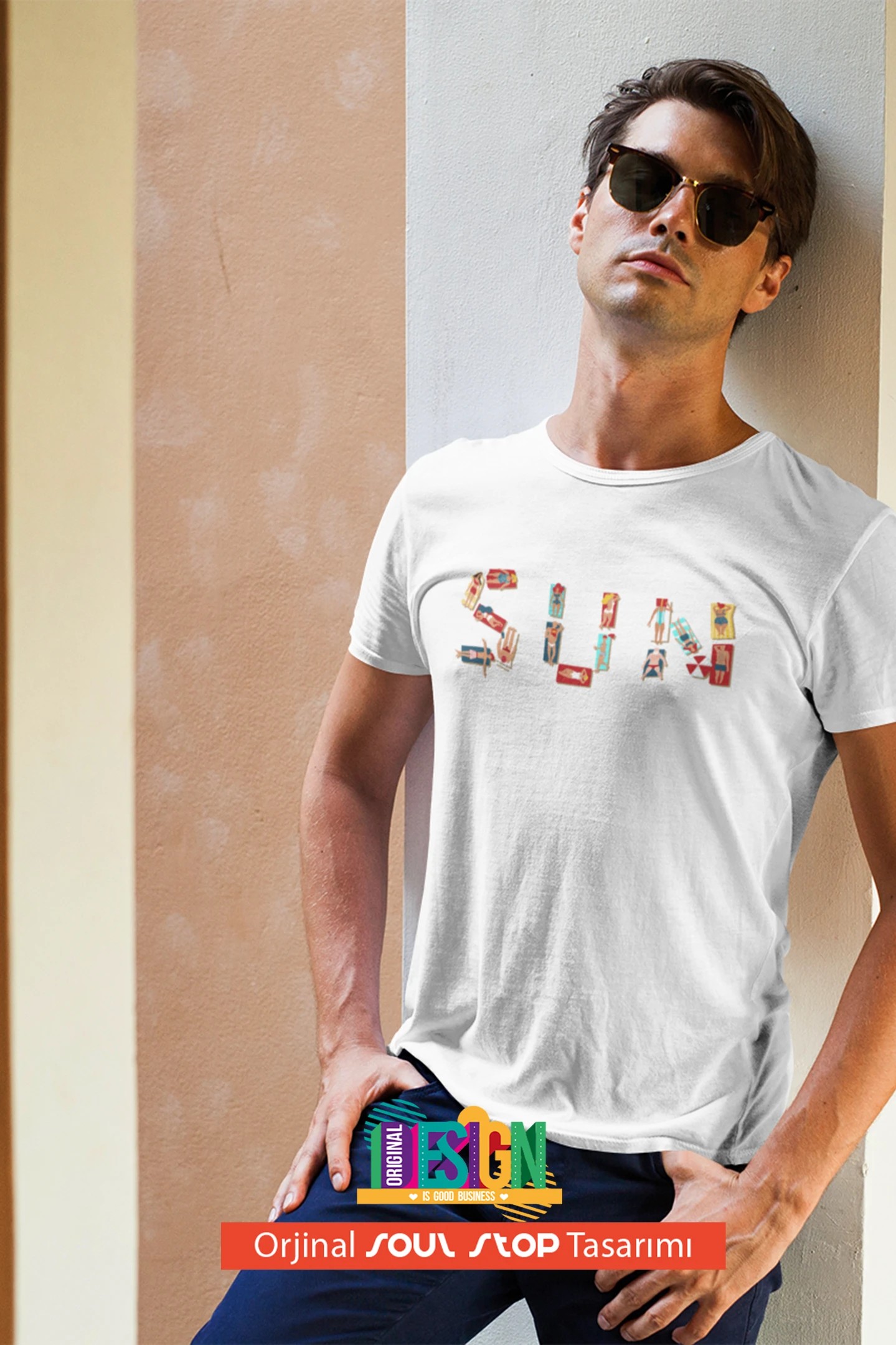 Beach Sun Letters Unisex Erkek T-Shirt – Soul Stop Özgün Tasarımı