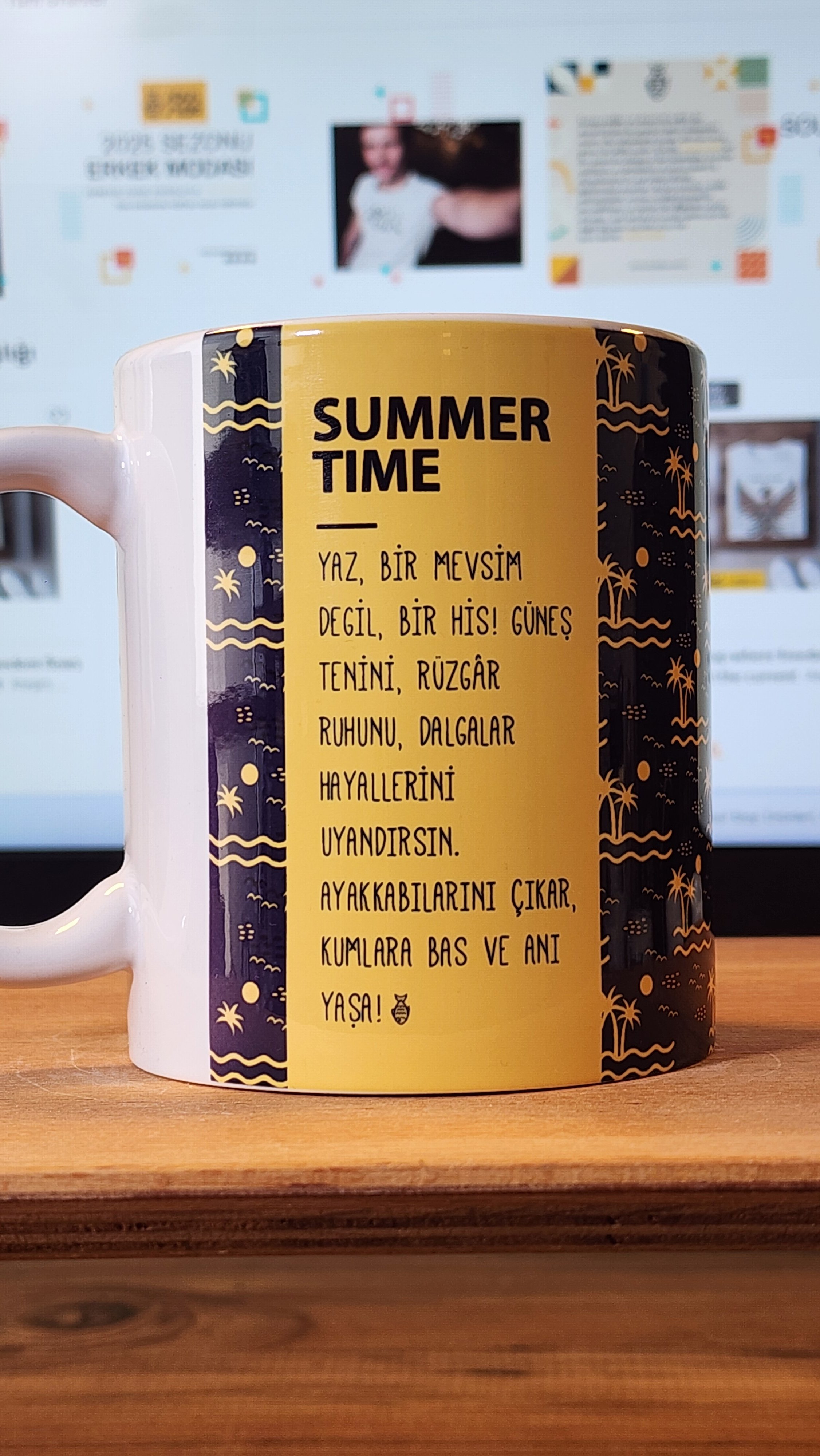 Summer Time – Yaz Enerjisi Temalı Seramik Kupa - Ücretsiz Kargo