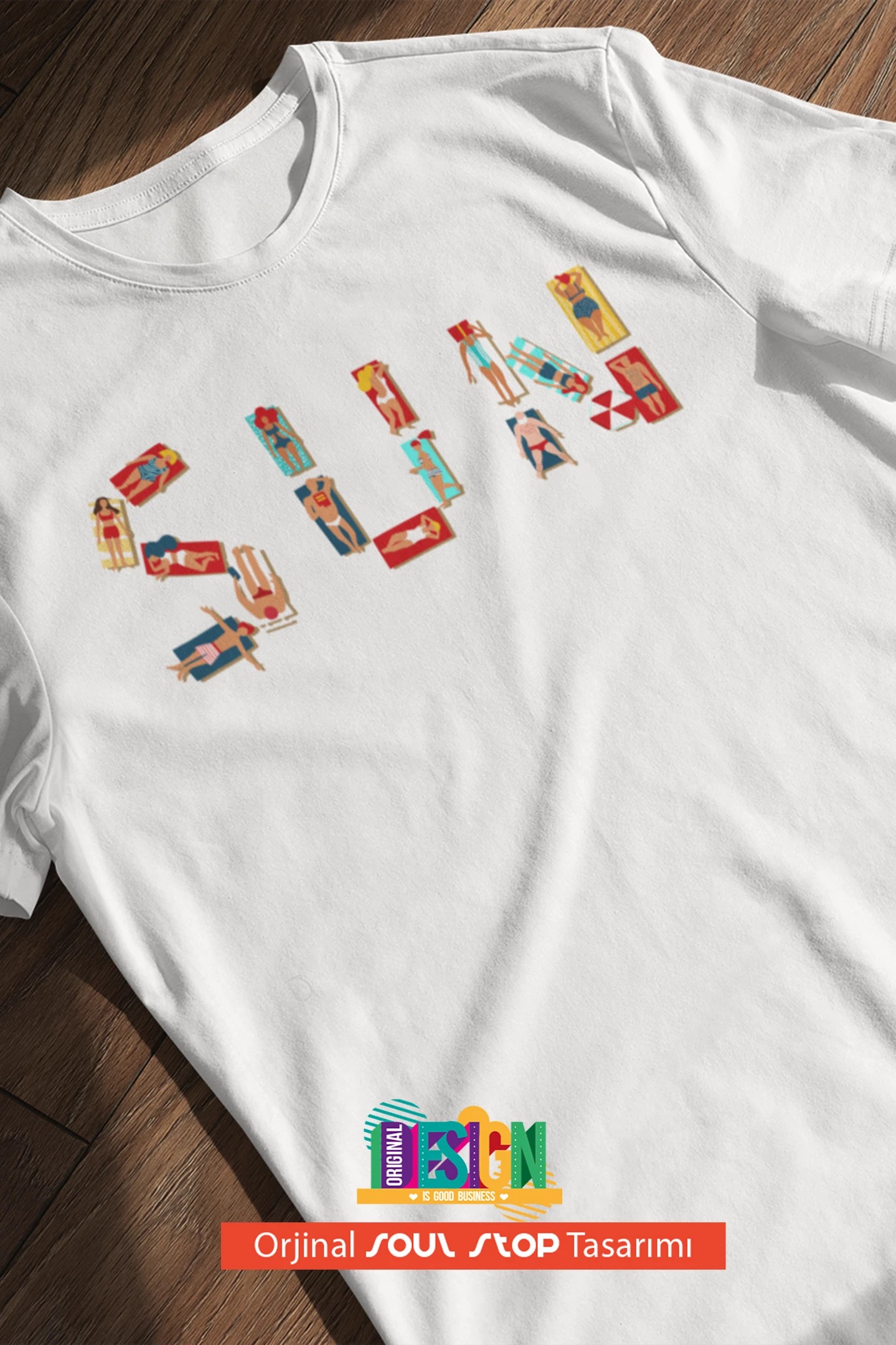 Beach Sun Letters Unisex Erkek T-Shirt – Soul Stop Özgün Tasarımı