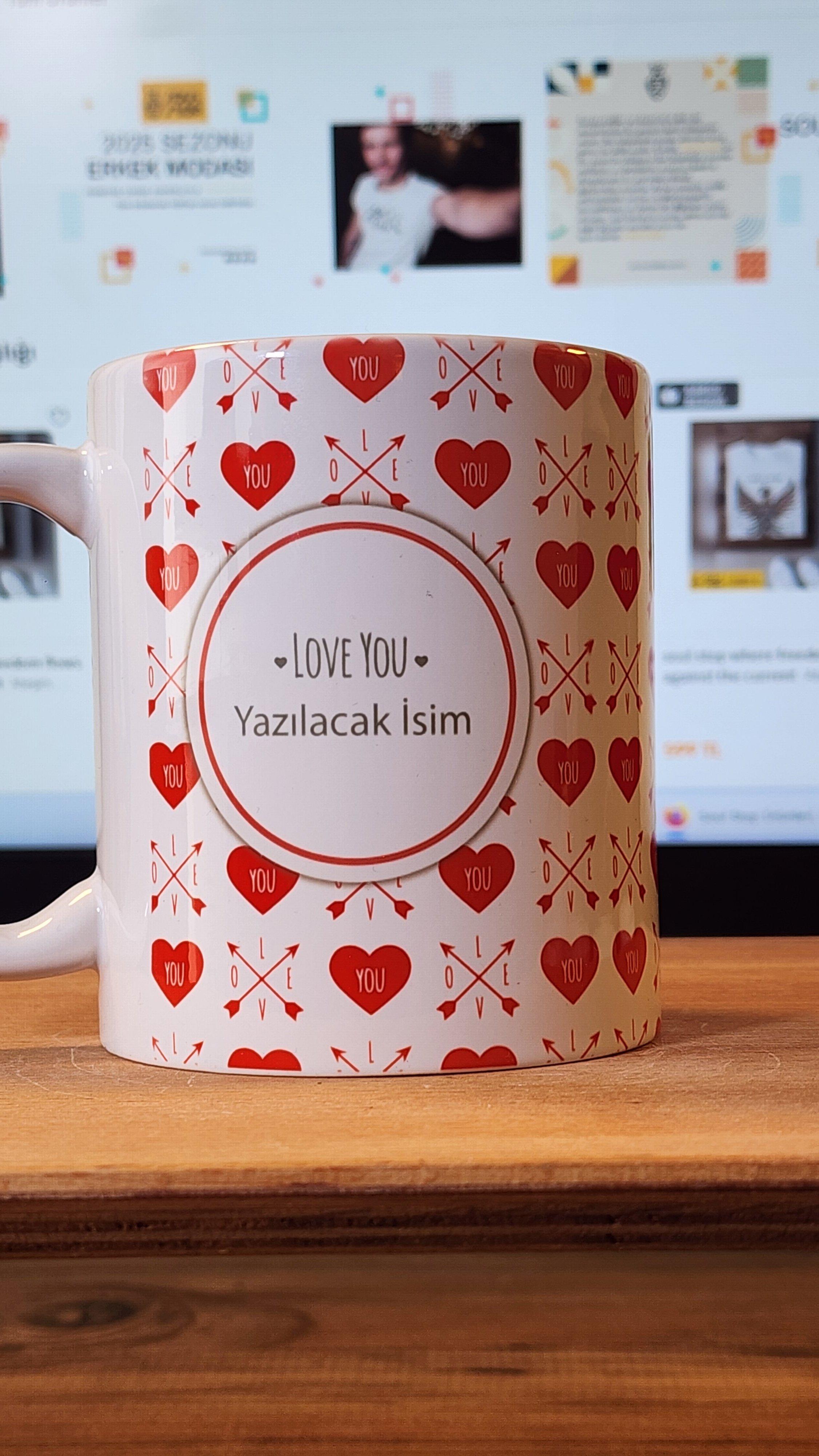 Kişiye Özel İsim Yazılabilir Love You Kupa – Aşk Dolu Tasarım - Ücretsiz Kargo