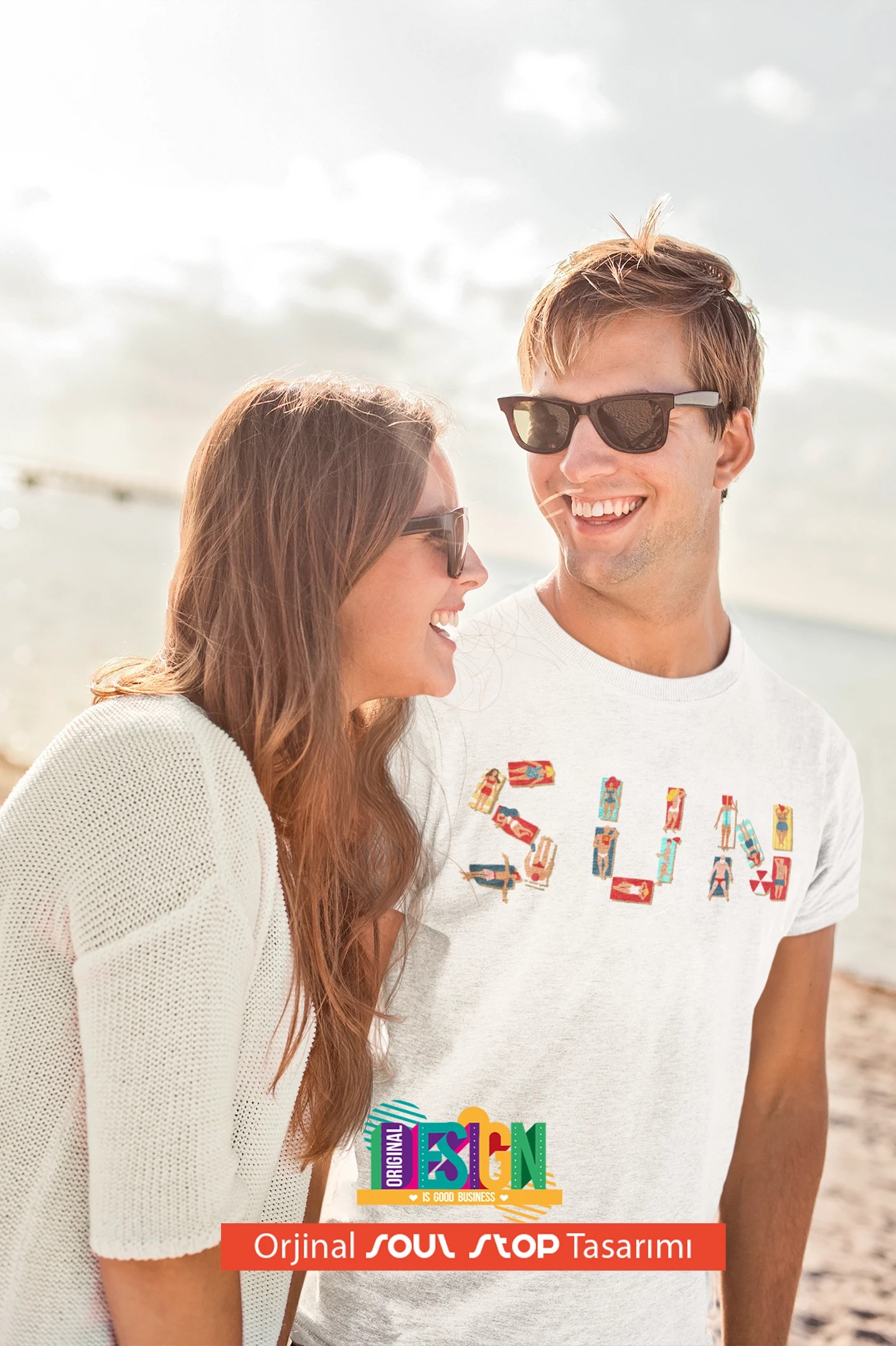 Beach Sun Letters Unisex Erkek T-Shirt – Soul Stop Özgün Tasarımı