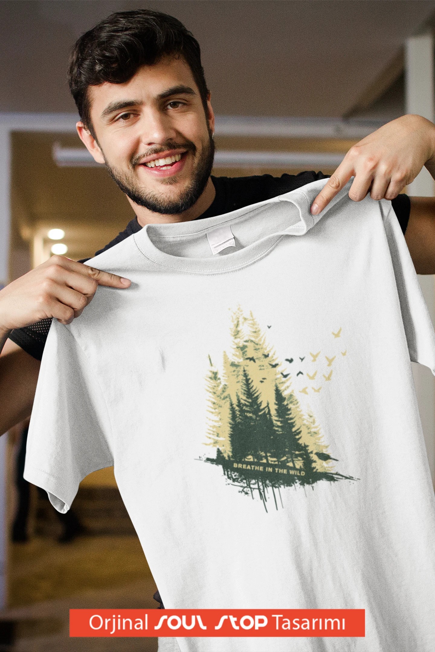  Breathe in the Wild Unisex Erkek T-Shirt – Soul Stop Özgün Tasarımı