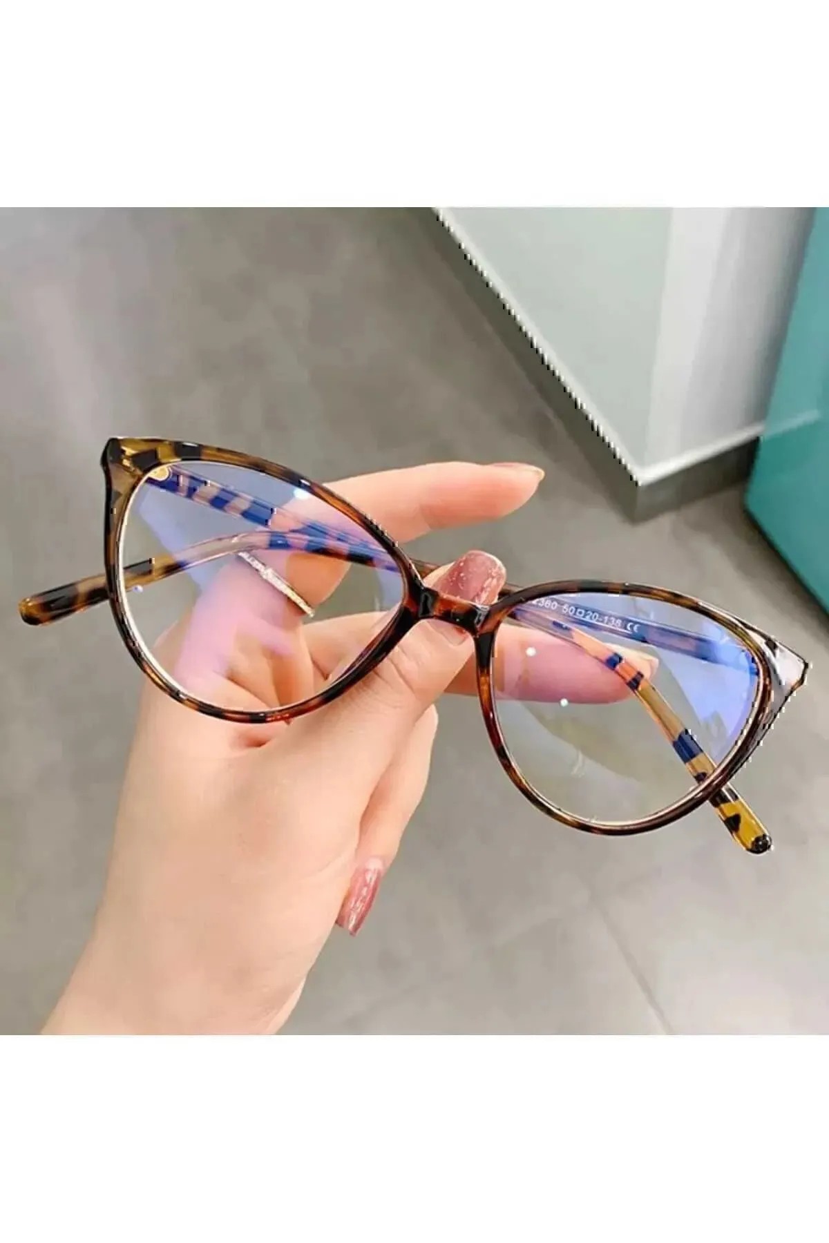 Mavi Işık Korumalı Cat Eye Gözlük Leopar