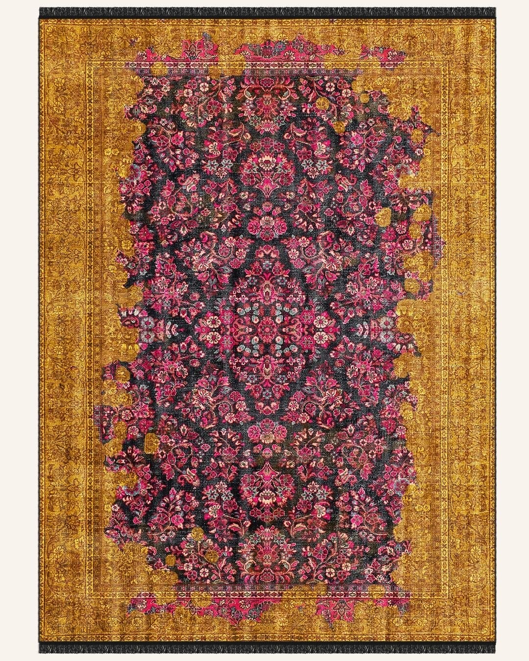 Montis Halı Gratia 166023 Sarı Parlak Yumuşak Dokuma Taban Renkli Otantik Halı
