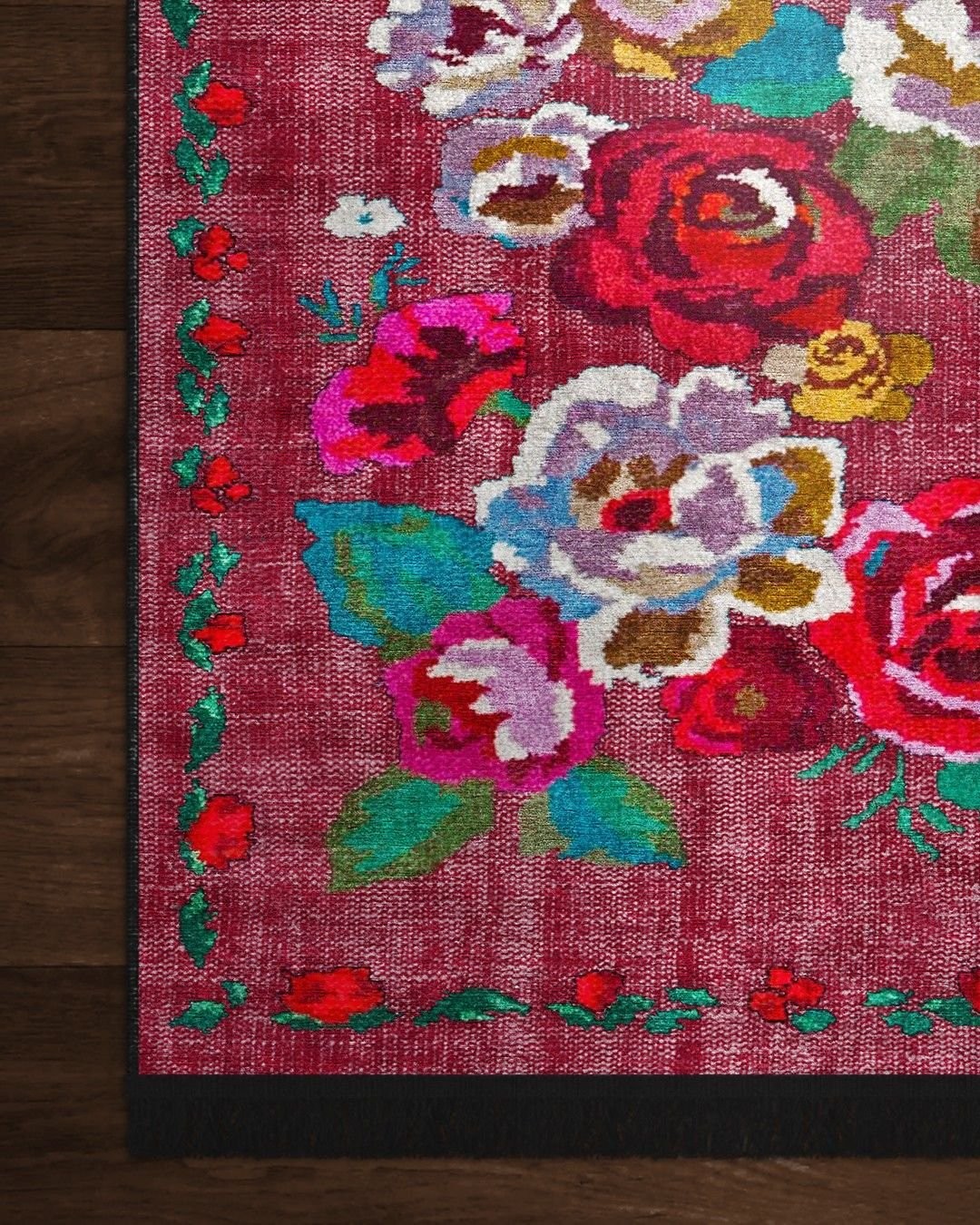 Montis Halı Flores 200026 Pembe Parlak Yumuşak Dokuma Taban Renkli Karabağ Halı