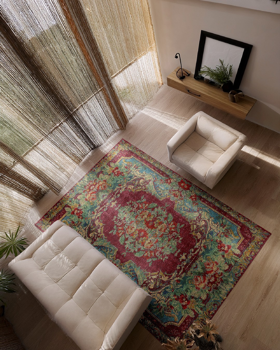 Montis Halı Folium 999011 Loop Dokuma Yumuşak Şönil Bordo Karabağ Halı
