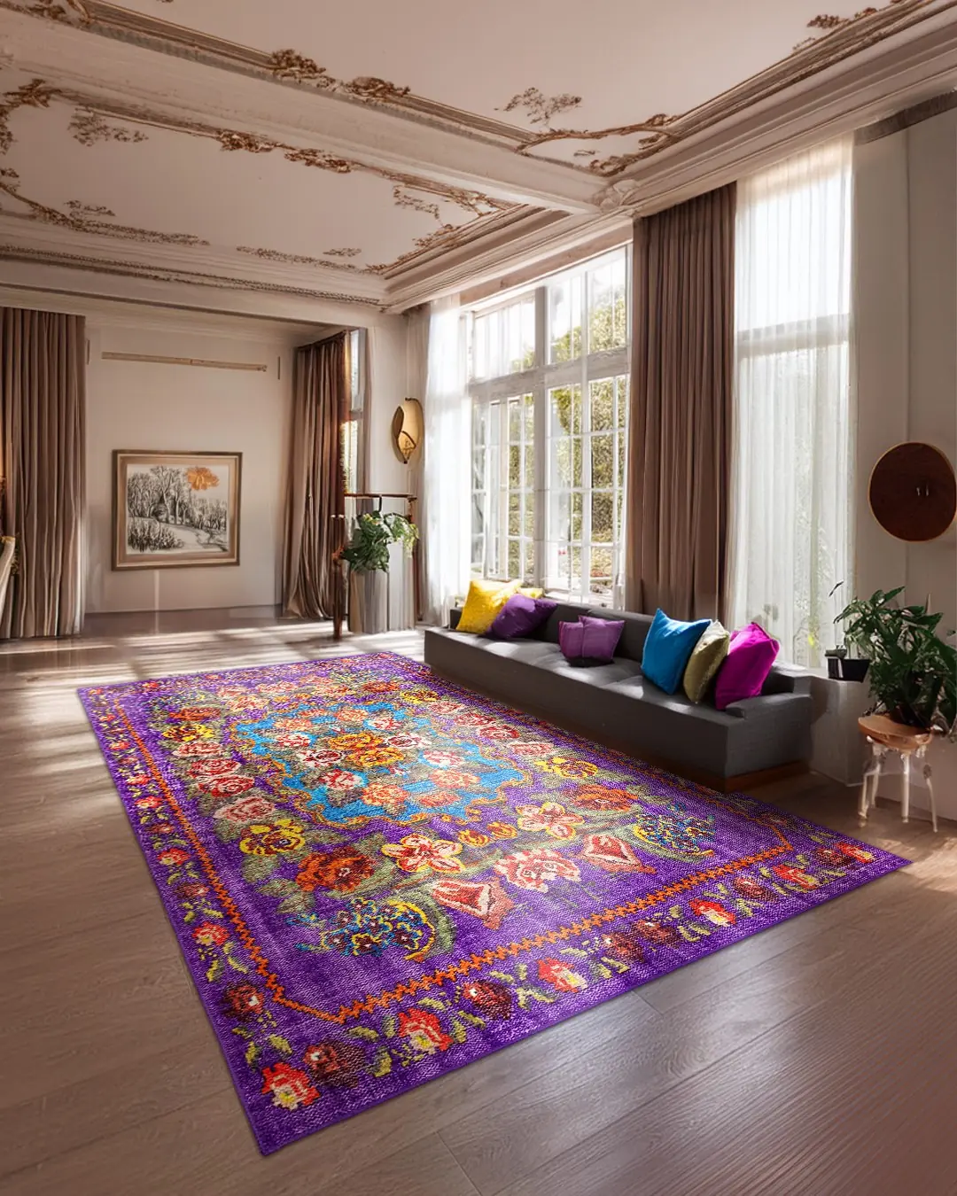 Montis Halı Diem 63031 Mor Renkli Dokuma Taban Karabağ Halı - NUE2123