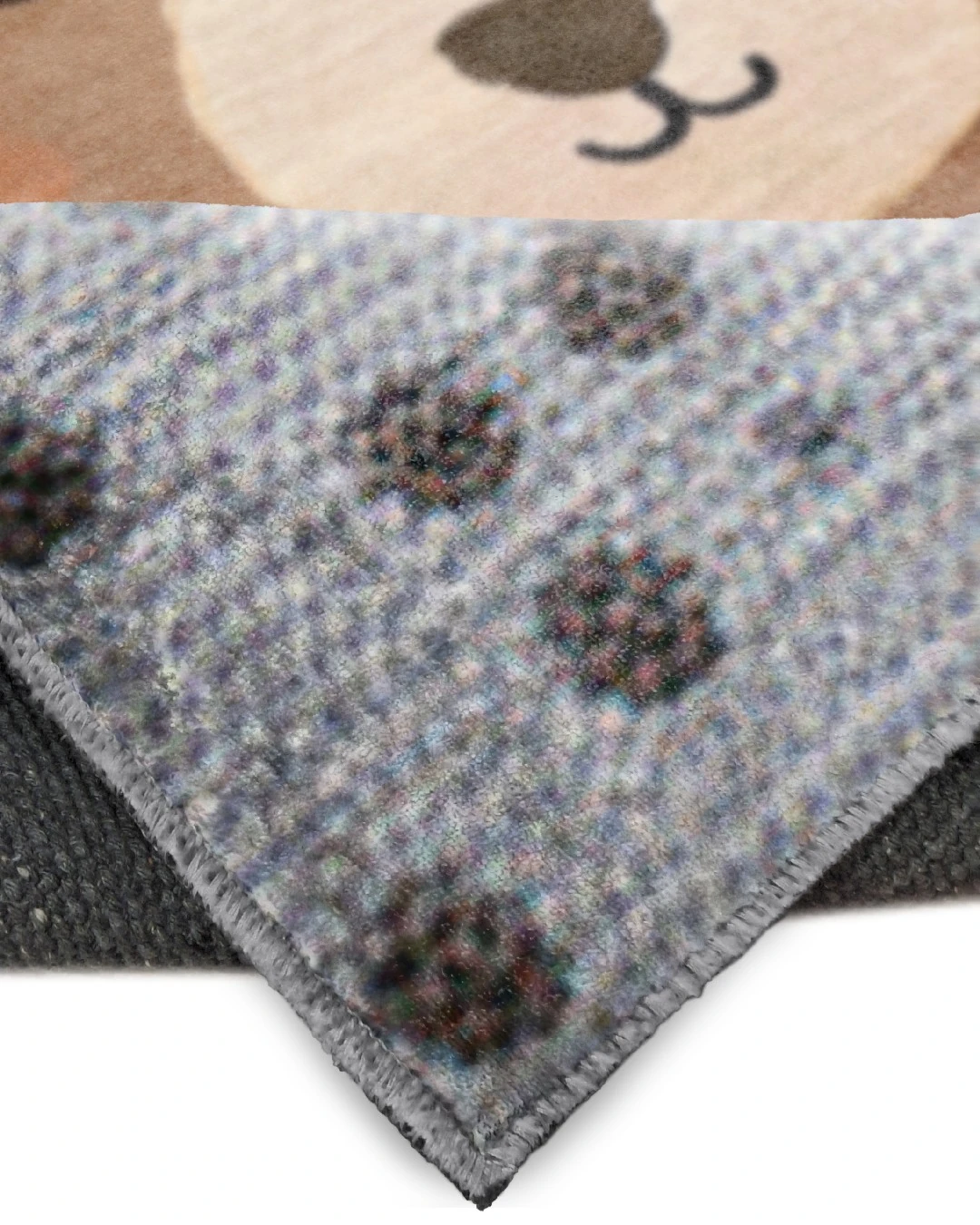 Montis Halı Pueri 101006 Gri Kahverengi Parlak Yumuşak Dokuma Taban Ayıcıklı Çocuk Odası Halısı - NKE4076