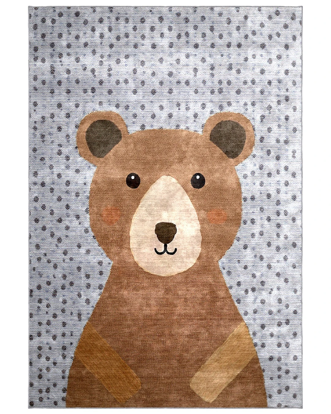 Montis Halı Pueri 101006 Gri Kahverengi Parlak Yumuşak Dokuma Taban Ayıcıklı Çocuk Odası Halısı - NKE4076