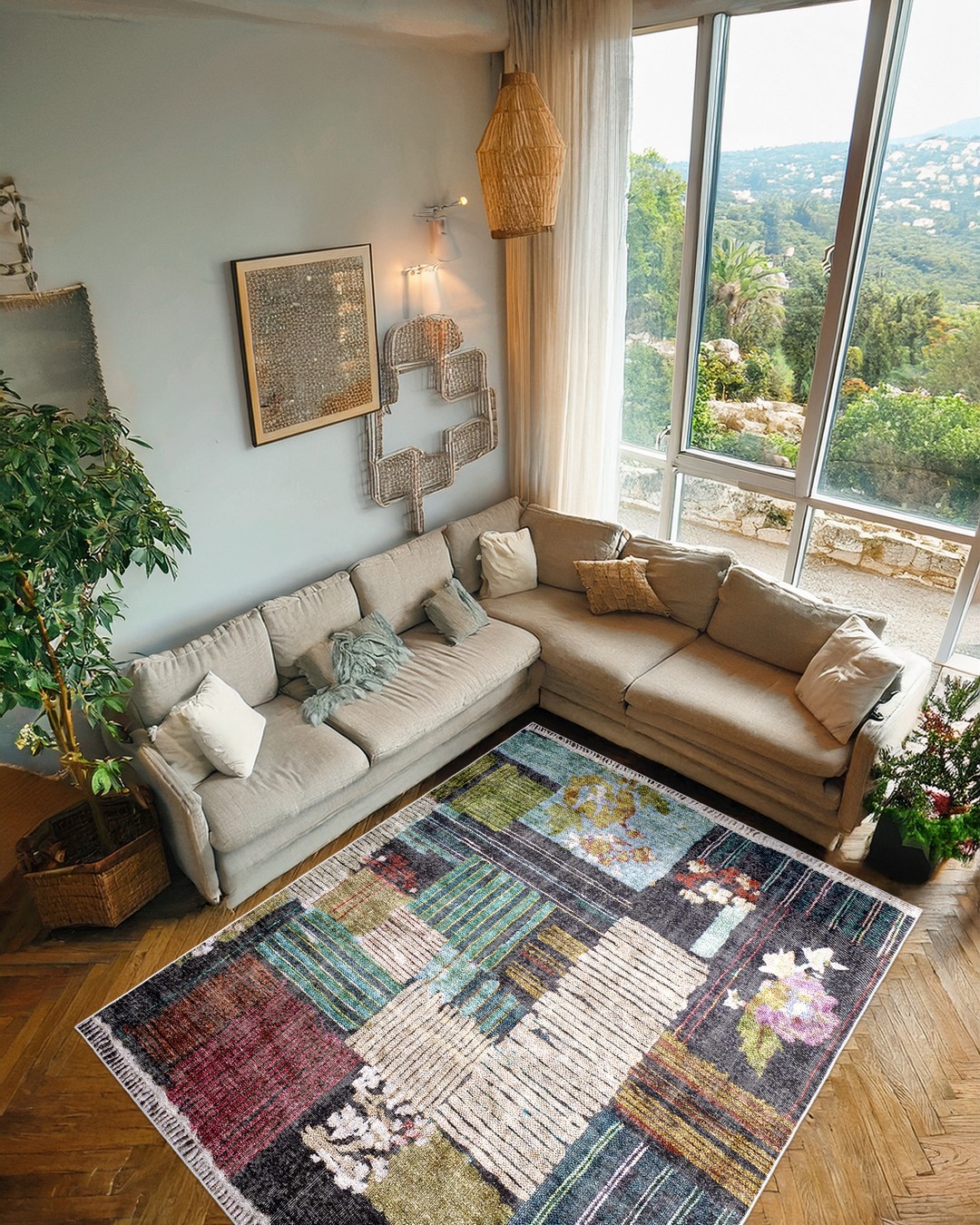 Montis Halı Lilium 14008 Renkli Dokuma Taban Etnik Halı