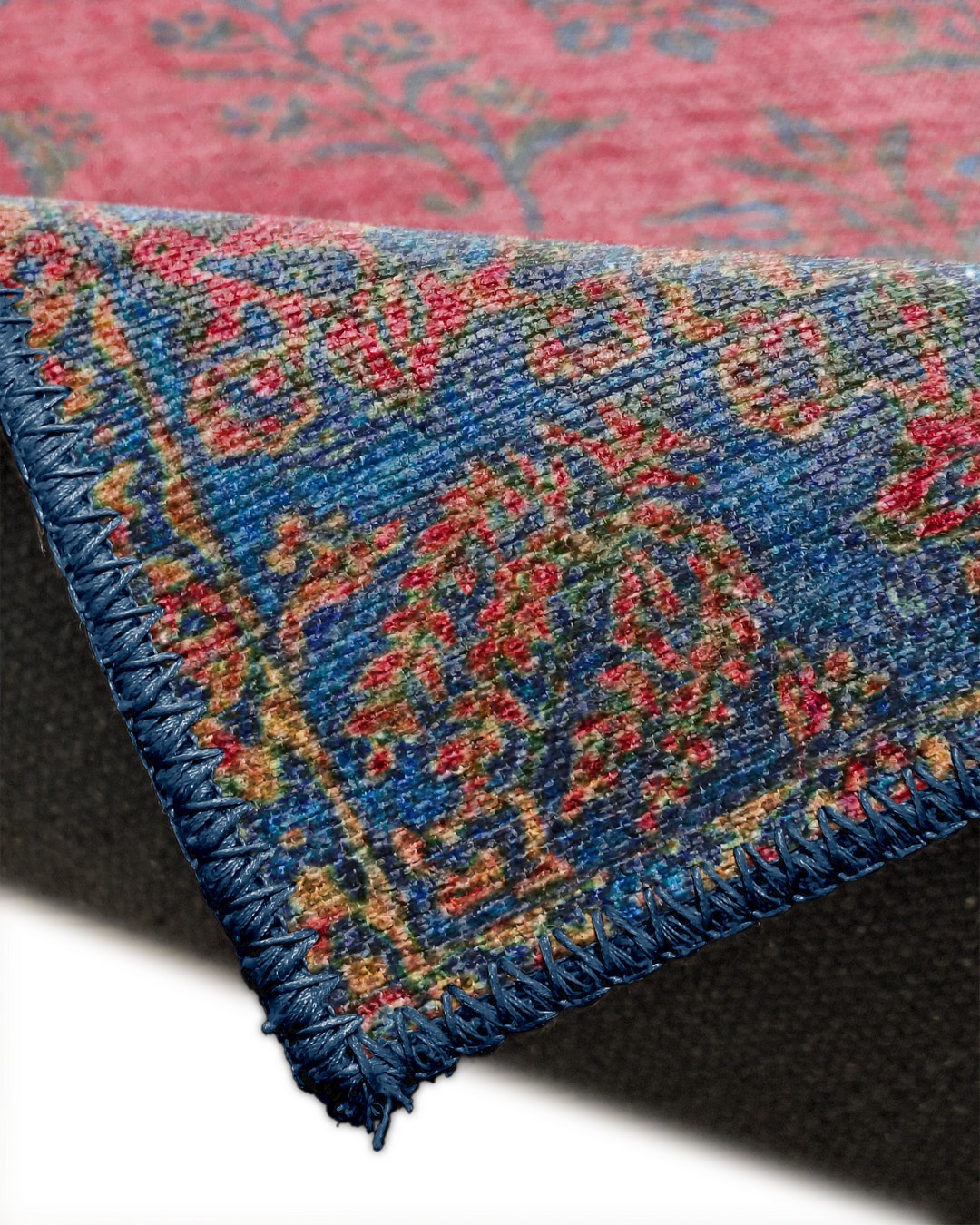 Montis Halı Hedera 19006 Mavi Bordo Dokuma Taban Eskitme Halı