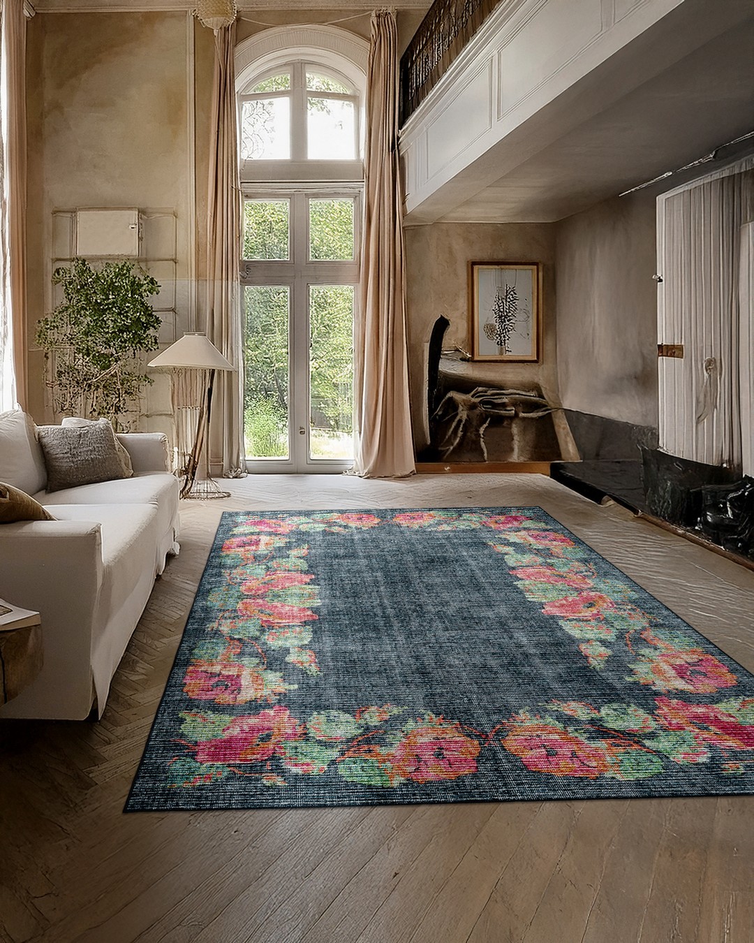 Montis Halı Antrum 111010 Mavi Karabağ Kabartmalı Halı