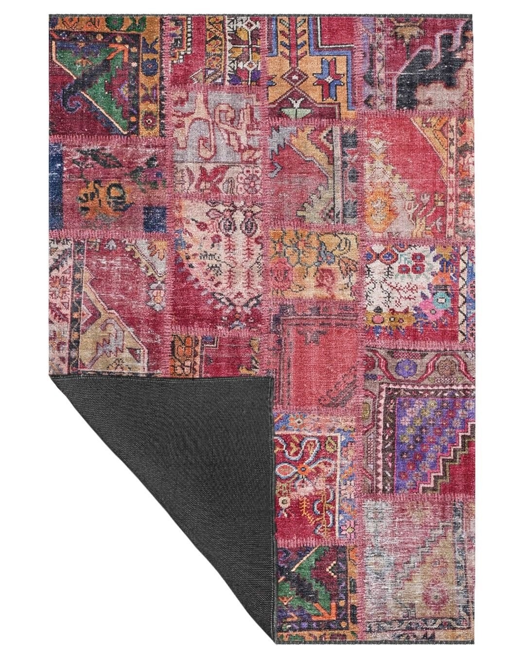 Montis Halı Mensis 27004 Pembe Makine Dokuması Renkli Şönil Patchwork Halı