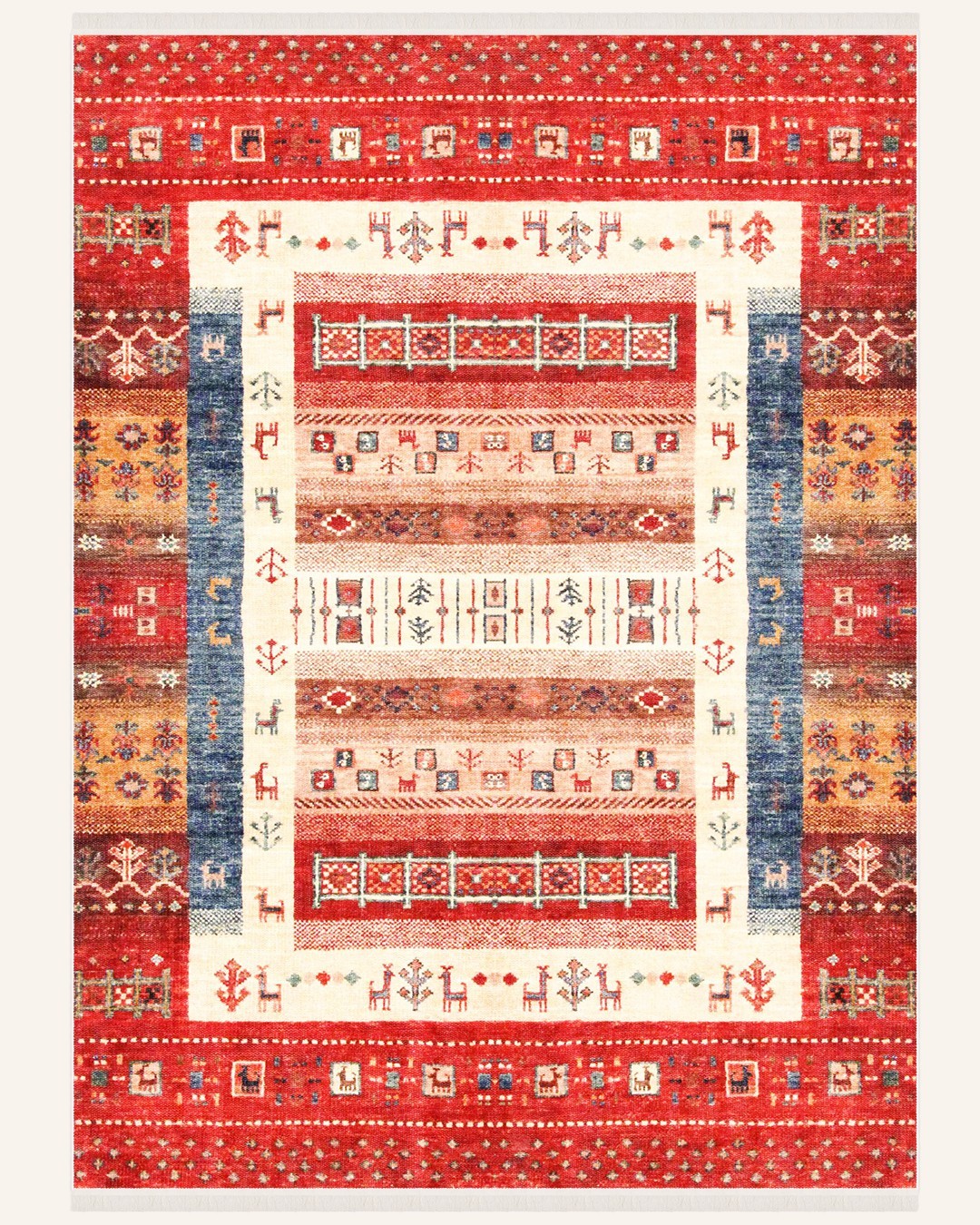 Aurum 034 Yumuşak Bambu Doku Kırmızı Halı - 200x300