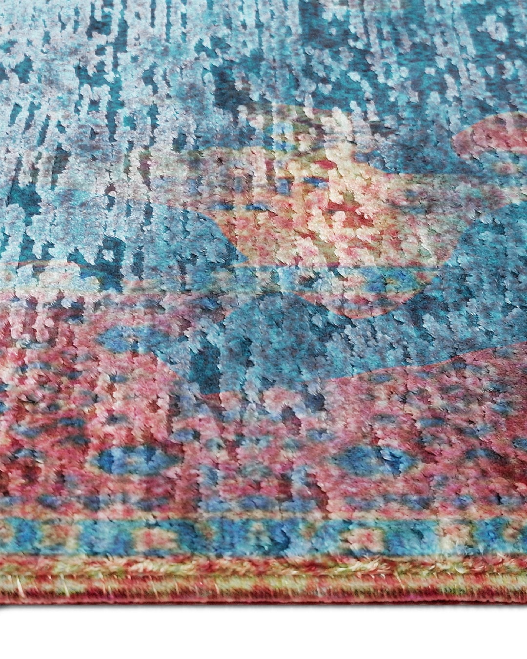Montis Halı Regium 58007 Mavi Turuncu Parlak Yumuşak Doğal Viskon Halı