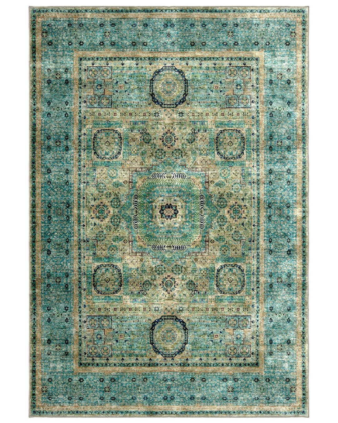 Montis Halı Sericum 34015 Turkuaz Parlak Yumuşak Dokuma Taban Memlük Halı
