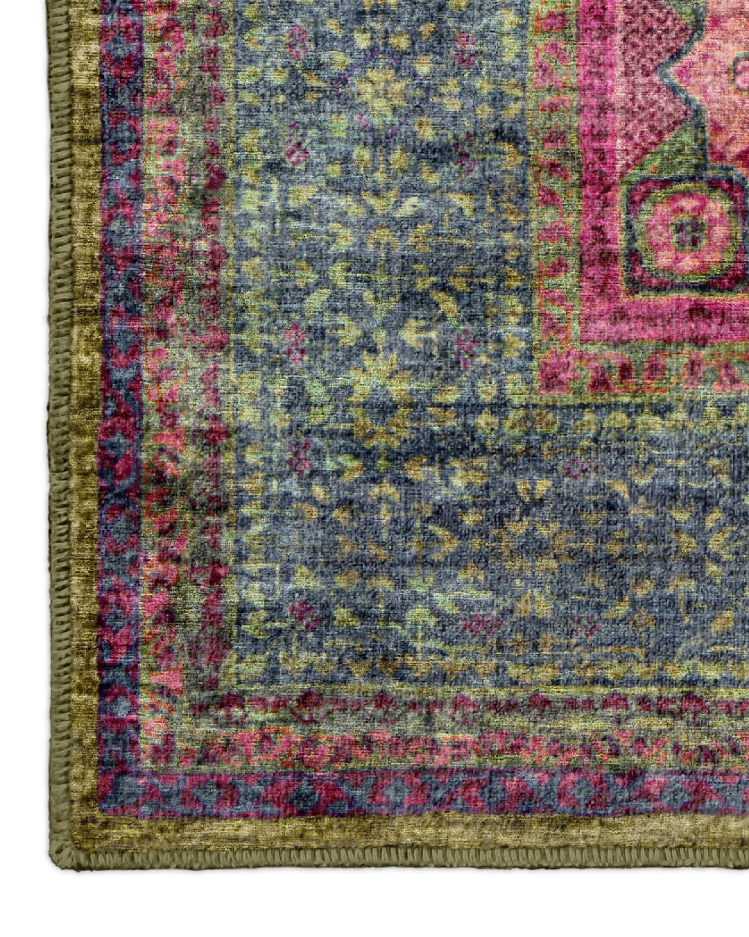 Montis Halı Sericum 34023 Yeşil Parlak Yumuşak Dokuma Taban Memlük Halı