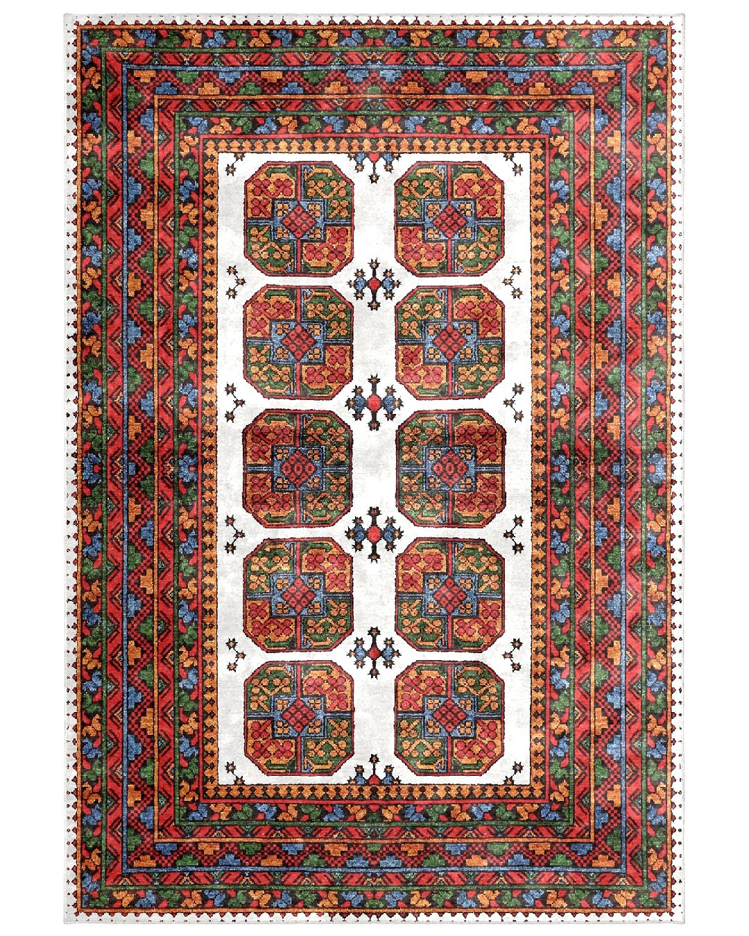 Montis Halı Sericum 34031 Beyaz Parlak Yumuşak Dokuma Taban Afgan Halı