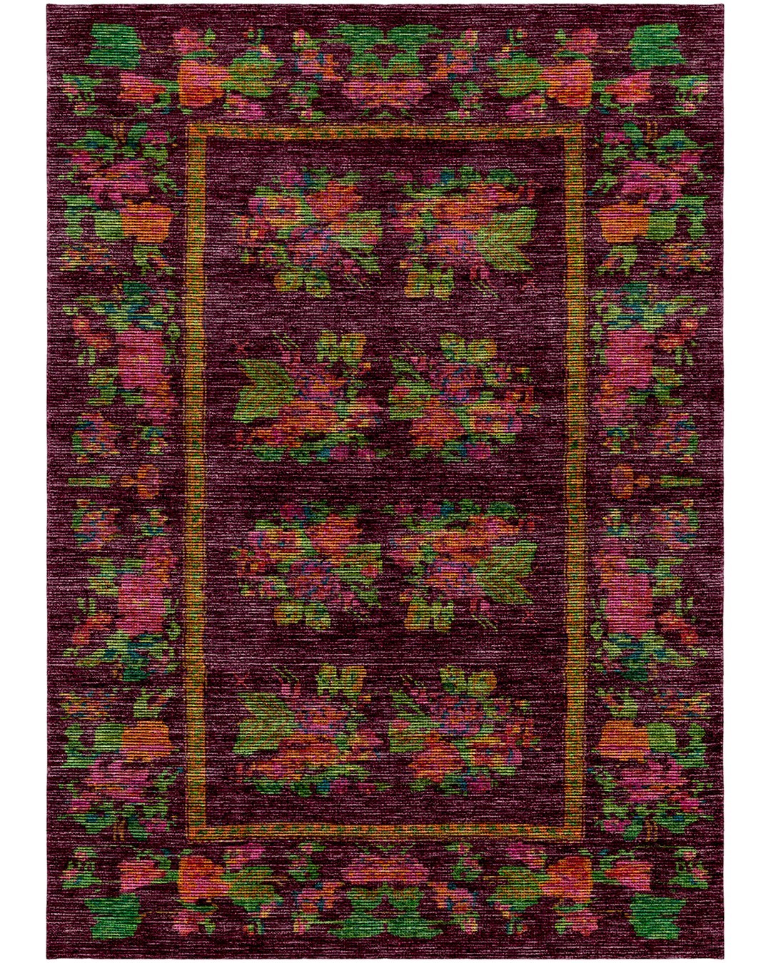 Montis Halı Folium 999002 Loop Dokuma Yumuşak Şönil Bordo Karabağ Halı