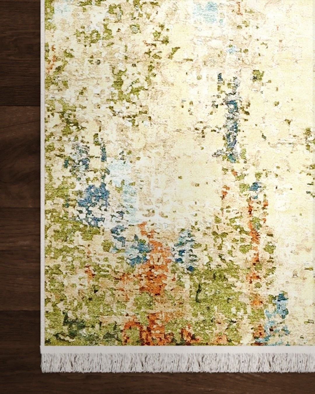 Montis Halı Filum 960054 Krem Yeşil Parlak Yumuşak Dokuma Taban Modern Halı