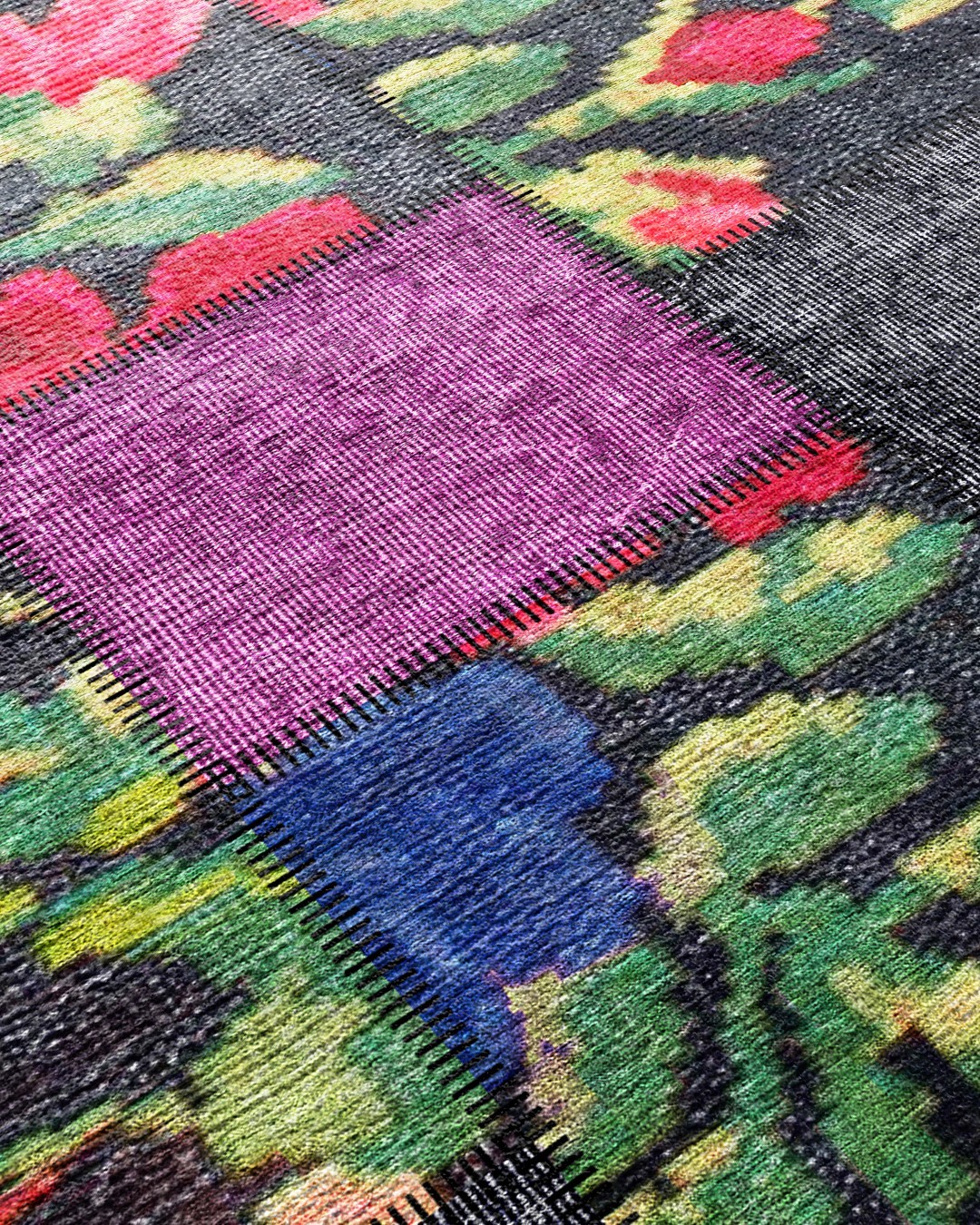 Montis Halı Mensis 27029 Siyah Dokuma Taban Patchwork Halı