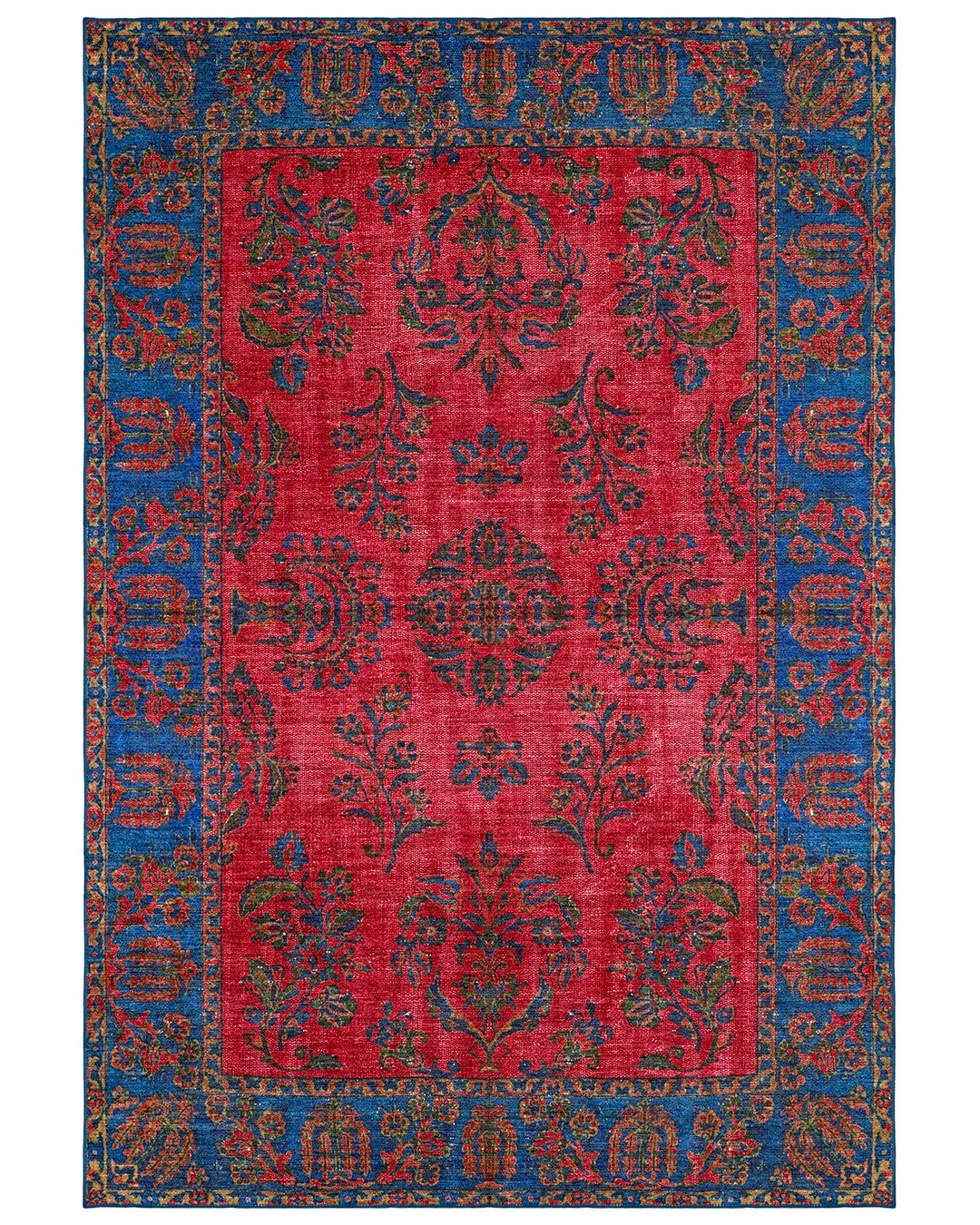 Montis Halı Hedera 19006 Mavi Bordo Dokuma Taban Eskitme Halı