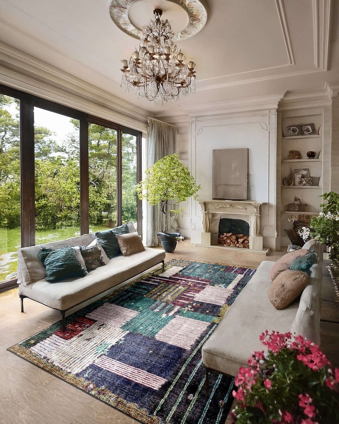 Montis Halı Lilium 14005 Renkli Dokuma Taban Etnik Halı
