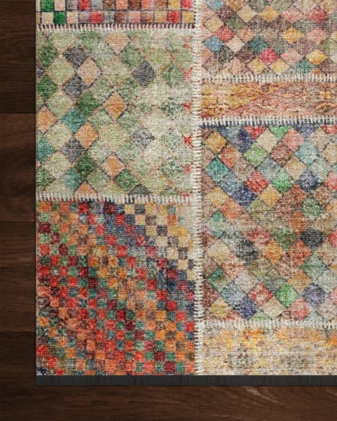 Montis Halı Mensis 27018 Krem Makine Dokuması Renkli Şönil Patchwork Halı