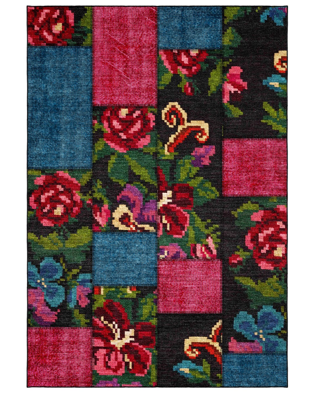 Montis Halı Mensis 27027 Siyah Dokuma Taban Patchwork Halı