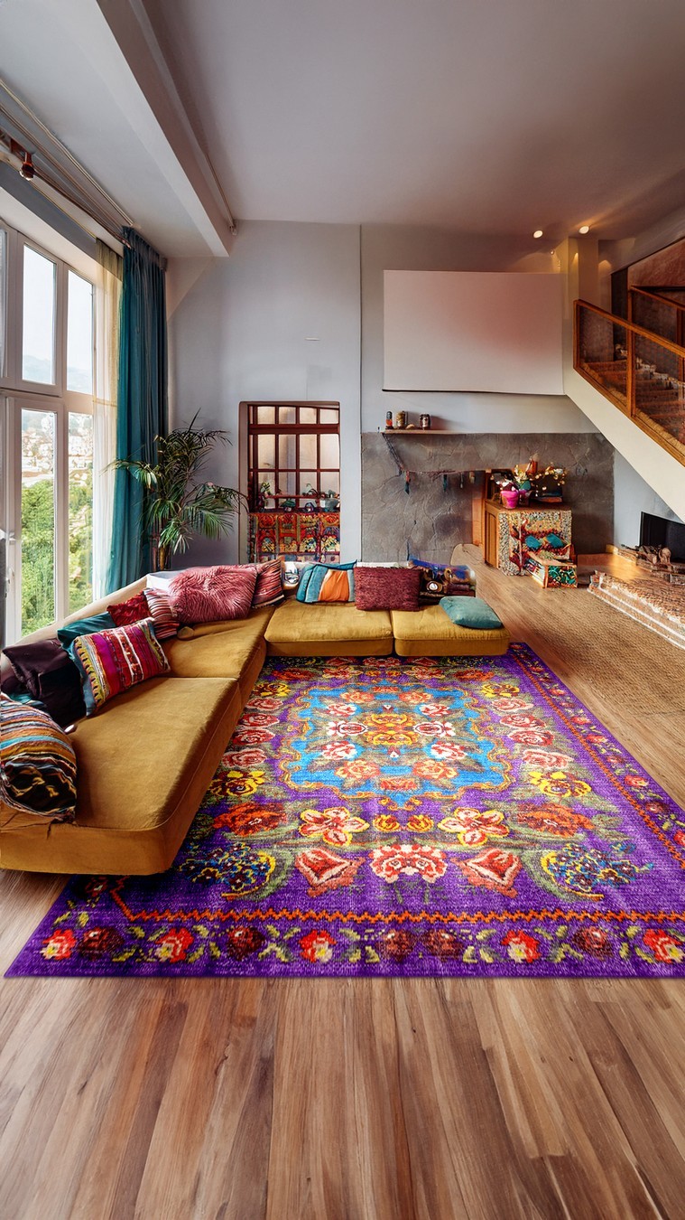 Montis Halı Diem 63031 Mor Renkli Dokuma Taban Karabağ Halı